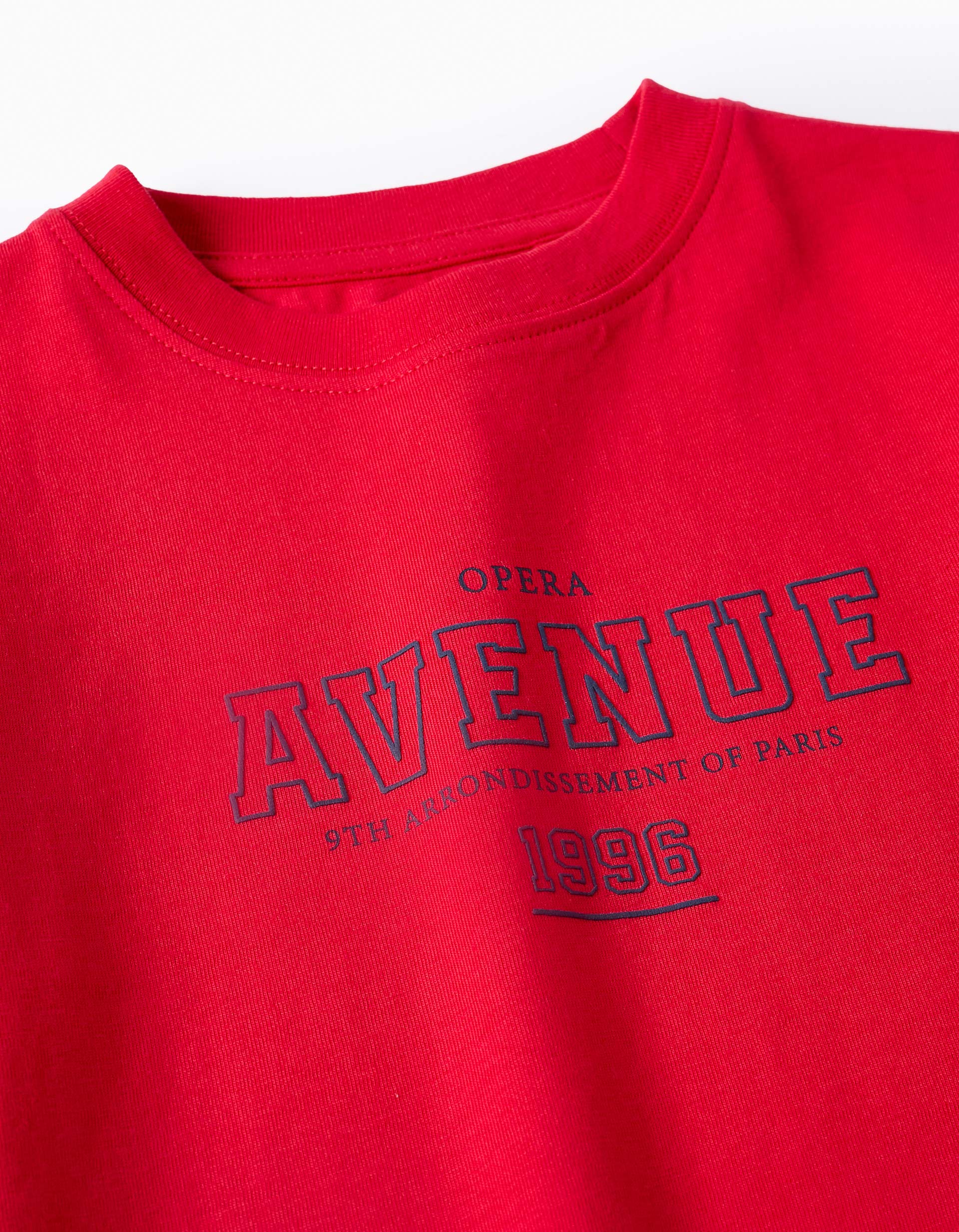 T-shirt de Algodão para Menino 'Paris 96', Vermelho