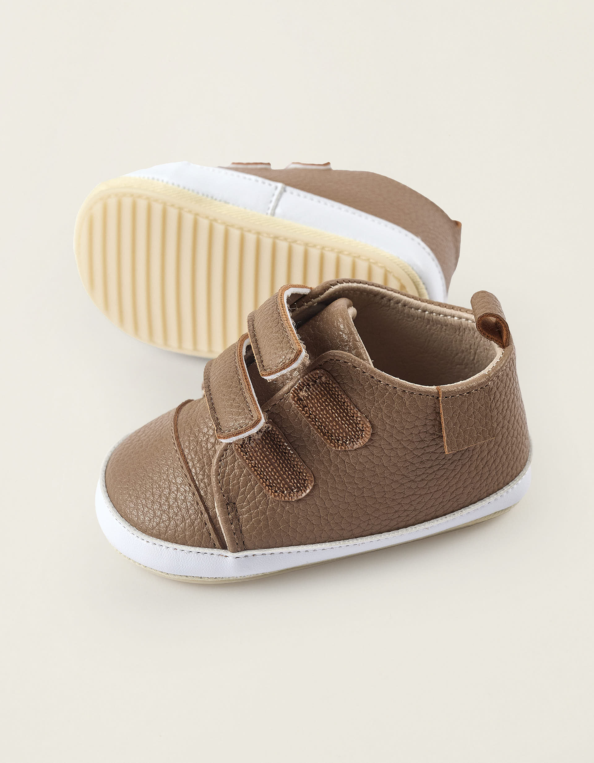 Faux Leather Boots for Newborns, Camel