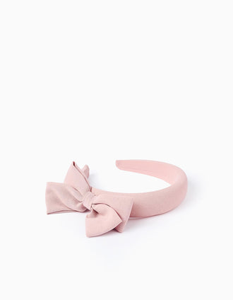 Bandolete Almofadada com Laço para Bebé e Menina, Rosa