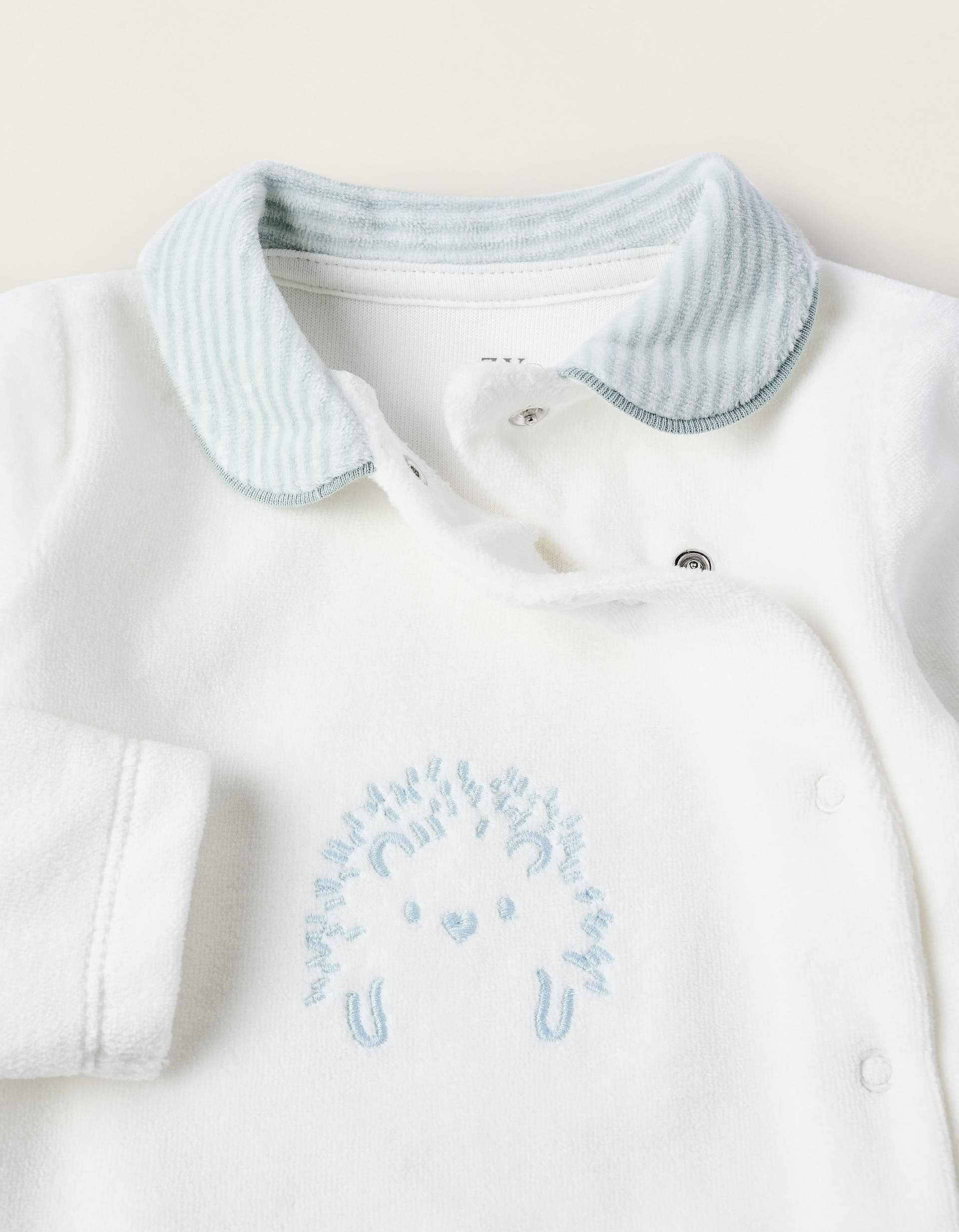 Velours Pyjama for Newborns 'Hedgehog', Blue/White