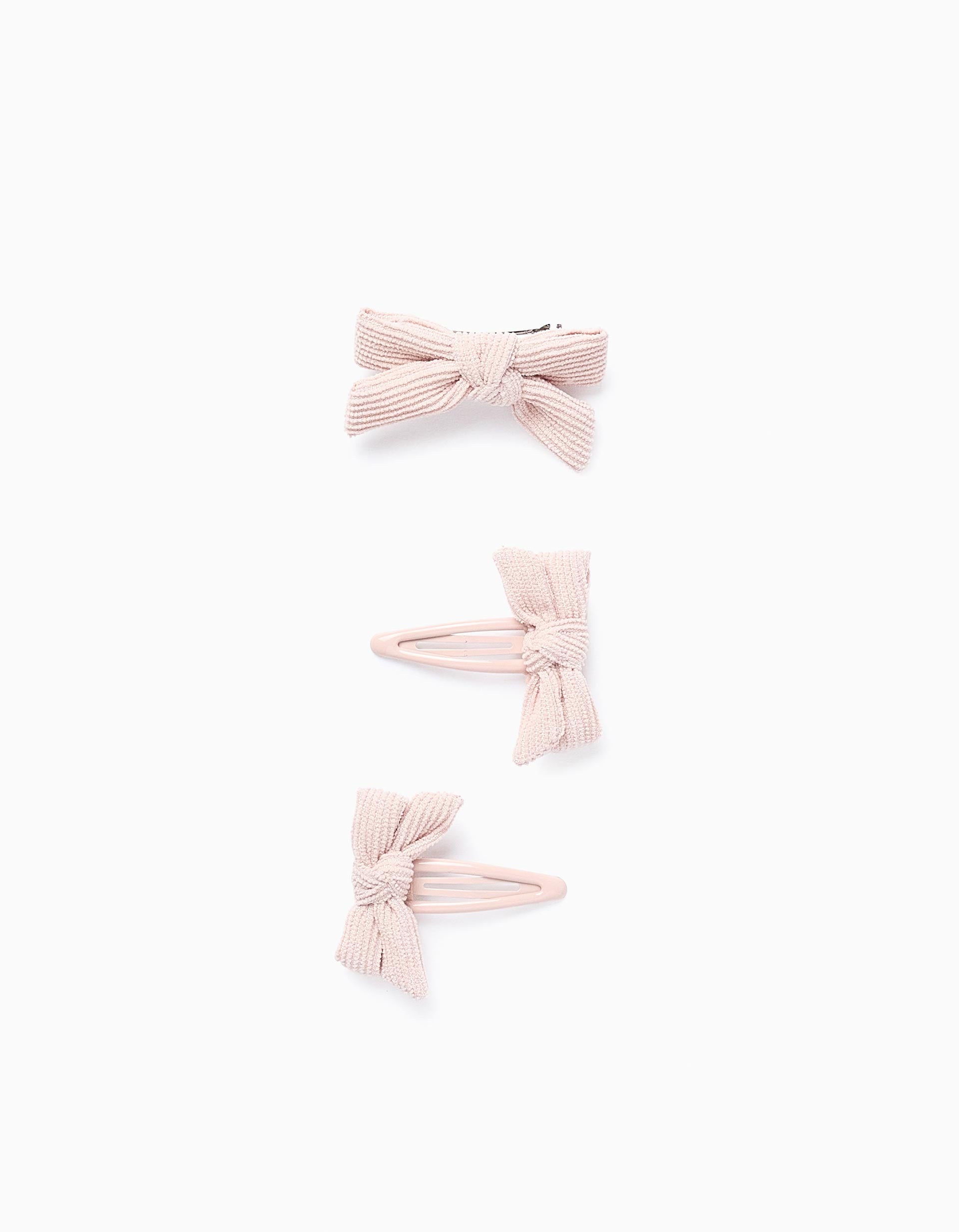 Pack 1 Barrette + 2 Pinces à Cheveux avec Nœud pour Bébé et Fille, Rose