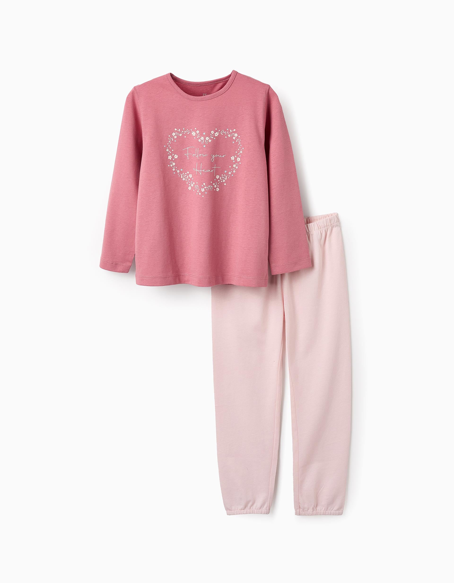 Pyjama en Coton pour Fille 'Follow your Heart', Rose