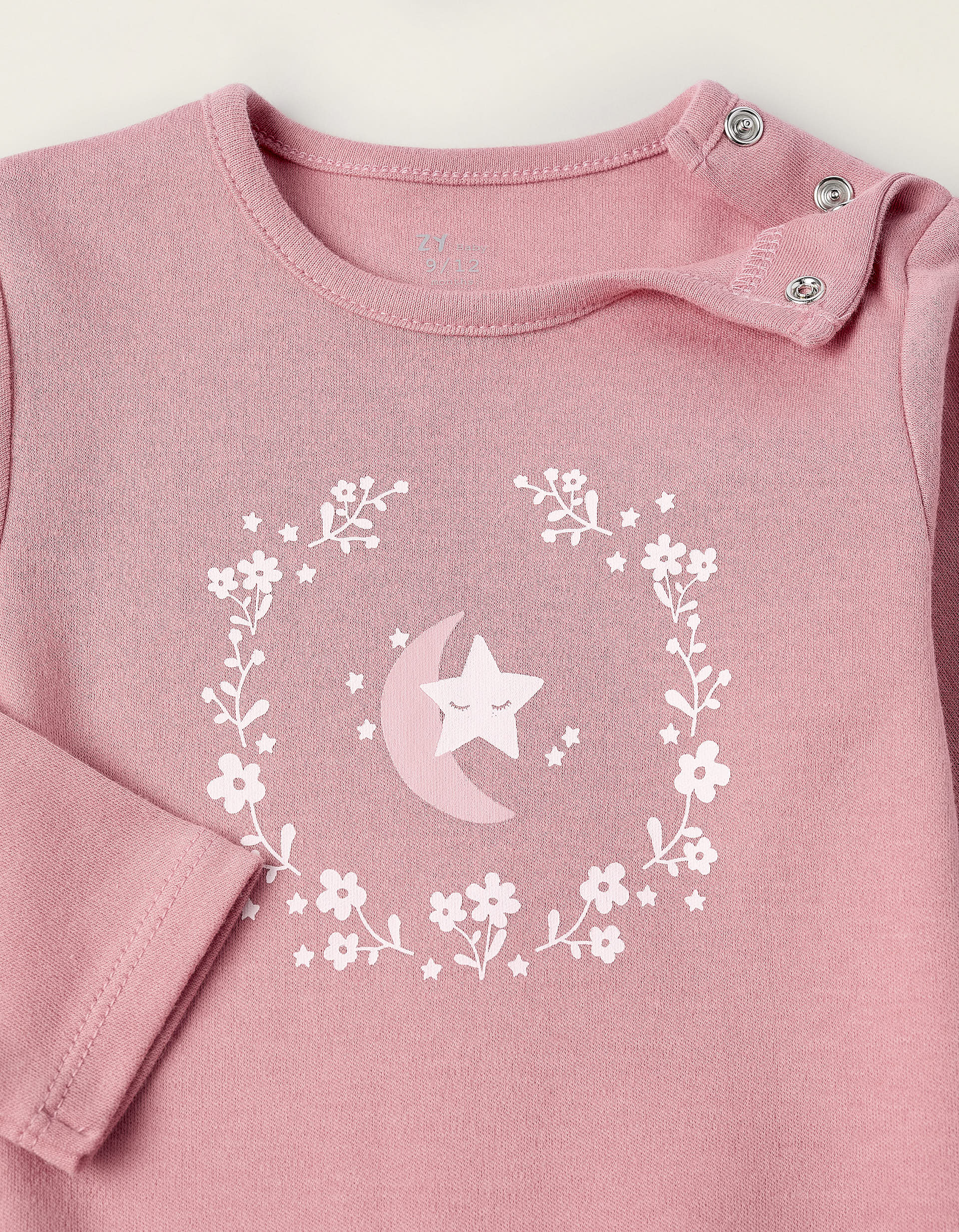 Pelele de Algodón para Bebé Niña 'Luna & Estrella', Rosa