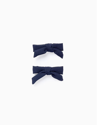 Pack 2 Ganchos com Laço para Bebé e Menina, Azul Escuro