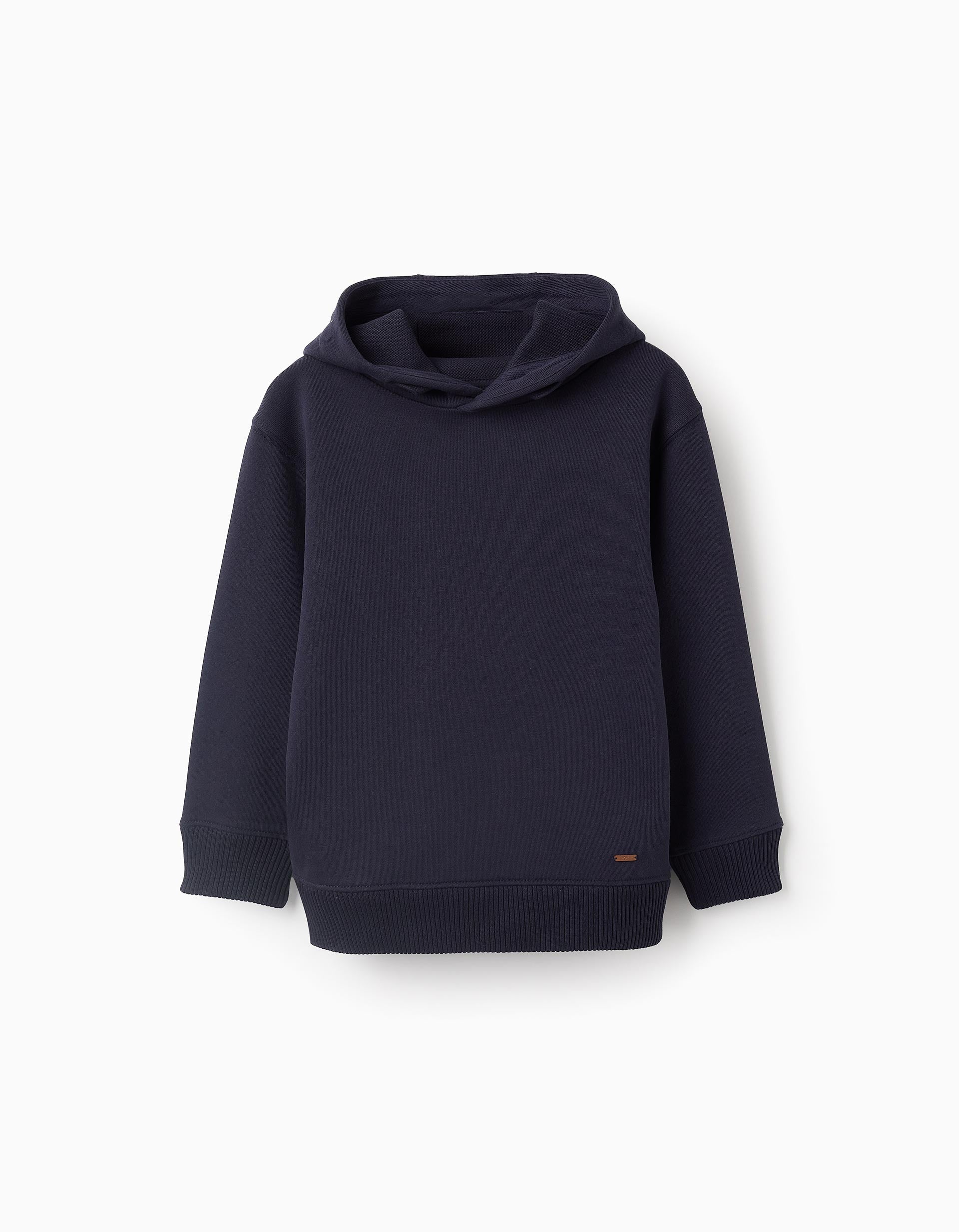 Sudadera de Algodón con Capucha para Niño, Azul Oscuro