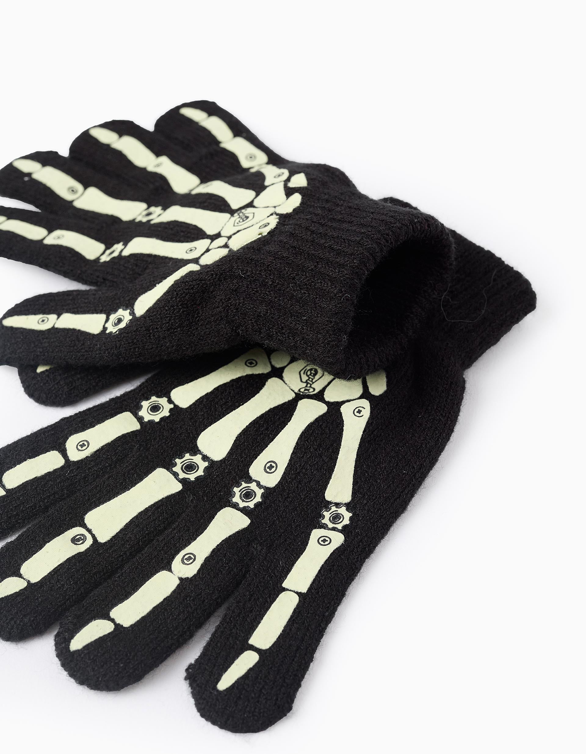 Guantes Brilla en la Oscuridad para Niño 'Esqueleto', Negro