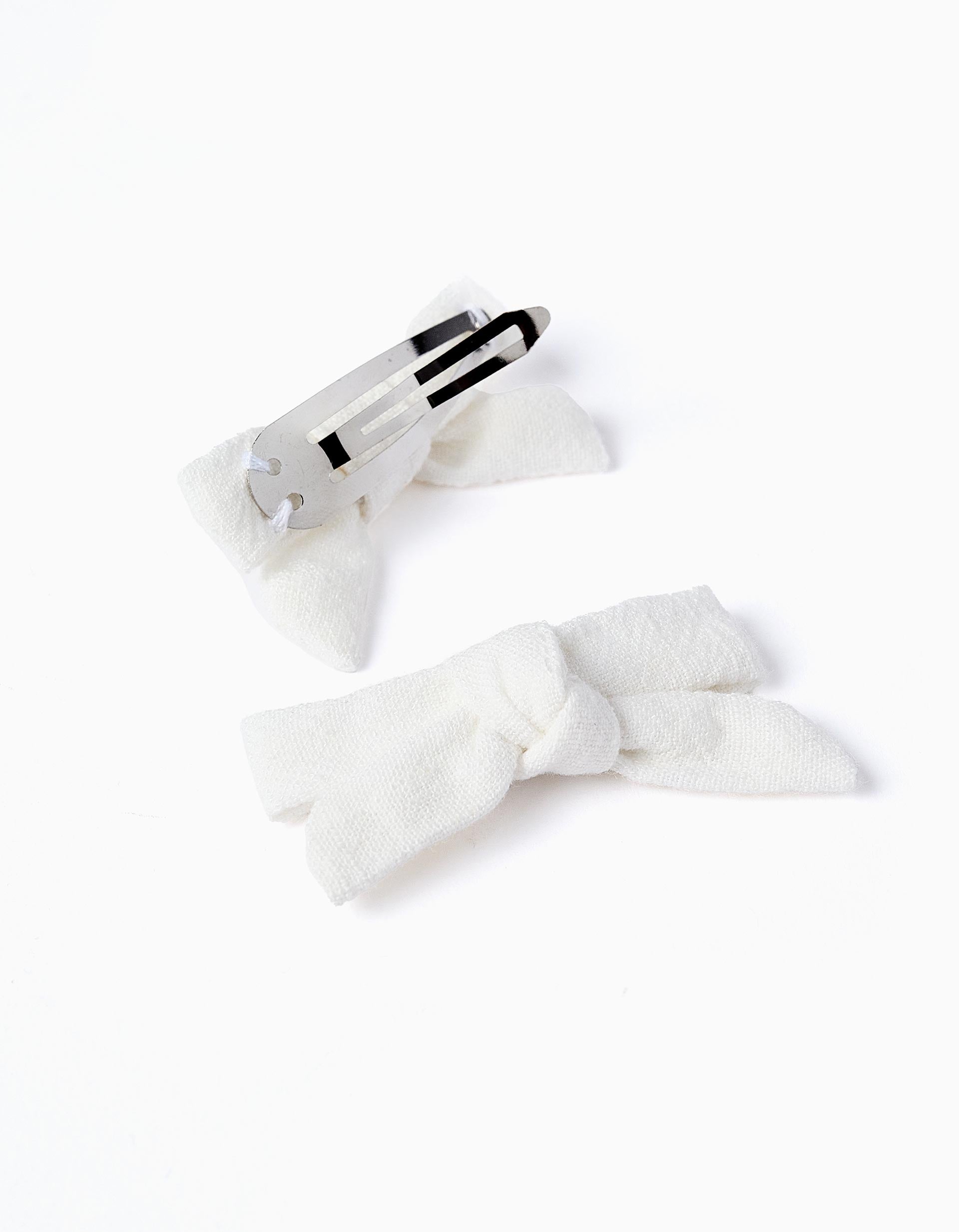 Pack 2 Pinces à Cheveux en Tissu pour Bébé et Fille, Blanc