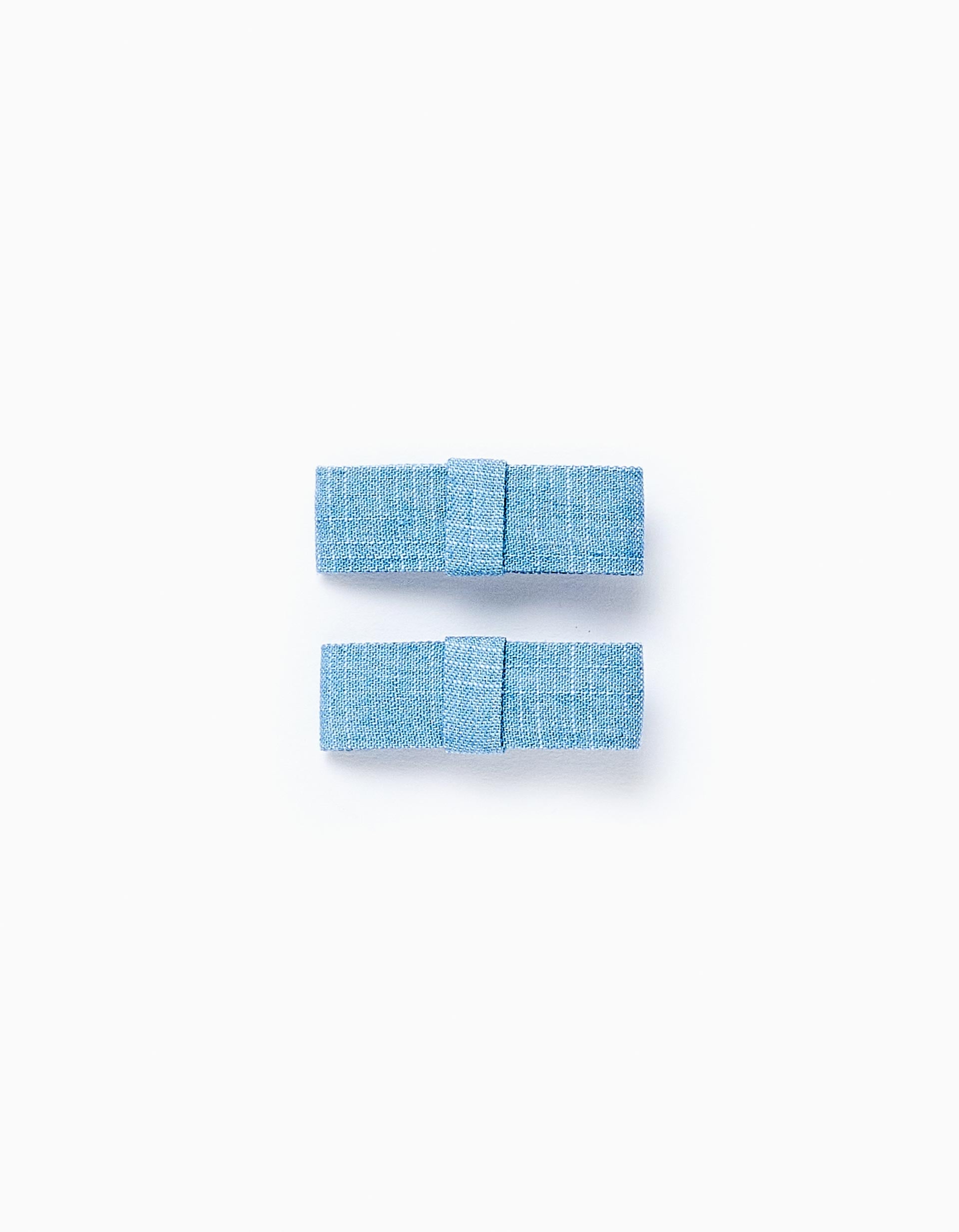 Pack 2 Horquillas de Pelo-Pinza con Lazos para Bebé y Niña, Azul