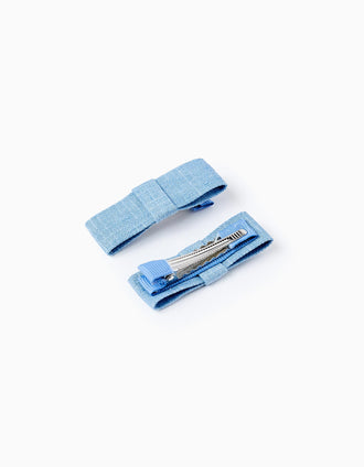 Pack 2 Ganchos de Cabelo-Pinça com Laços para Bebé e Menina, Azul