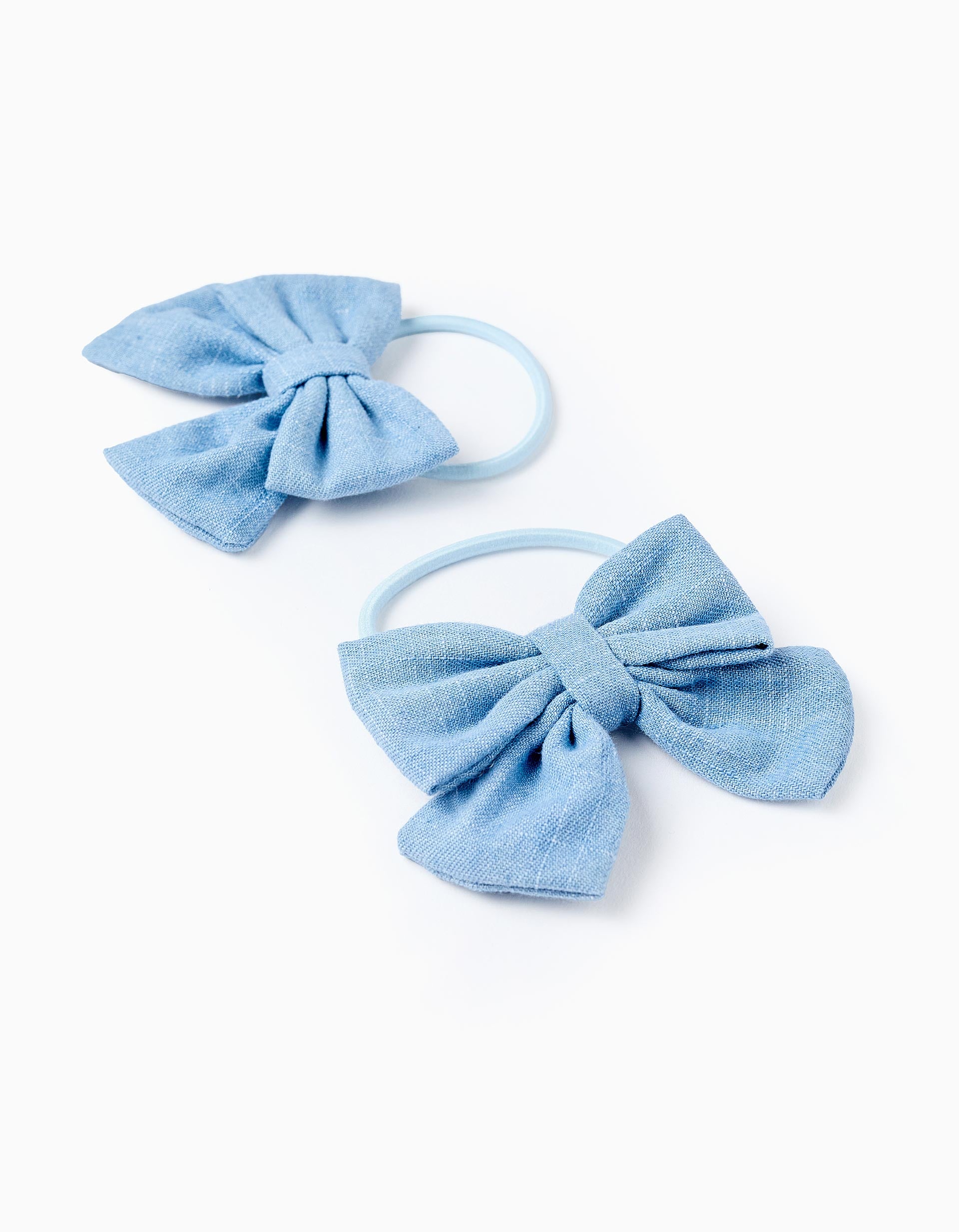 Pack of 2 Elastic Hair Bands with Bows for Baby Girls, Blue