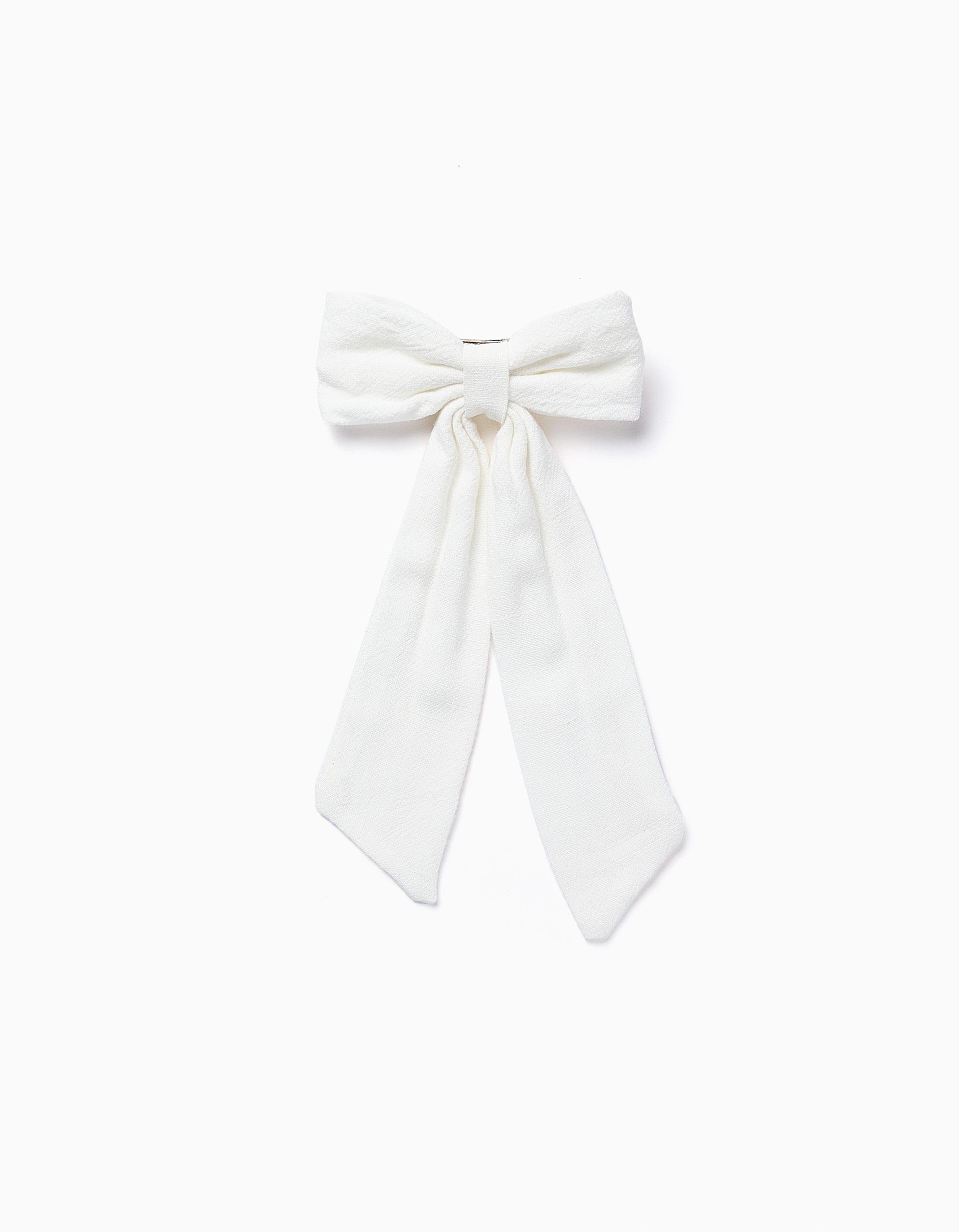 Barrette à Cheveux avec Noeud Long pour Bébé et Fille, Blanc