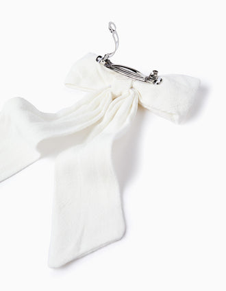 Travessão com Laço Longo para Bebé e Menina, Branco