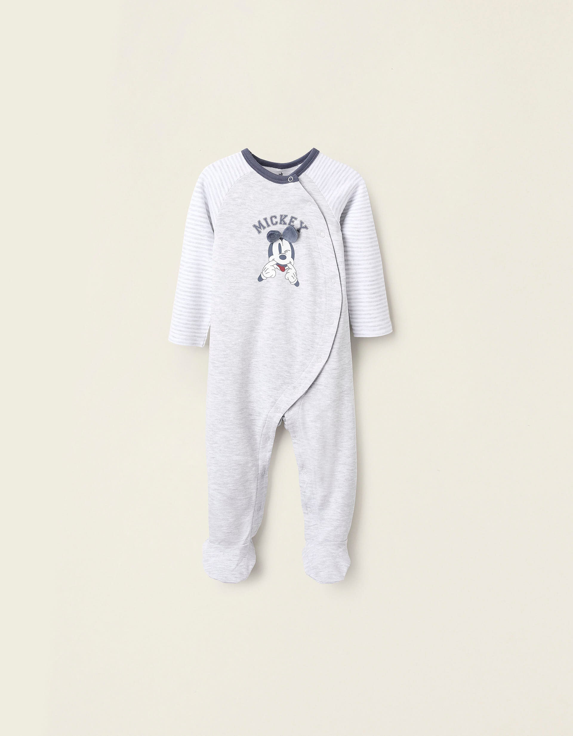 Cotton Sleepsuit for Baby Boys 'Mickey', Grey