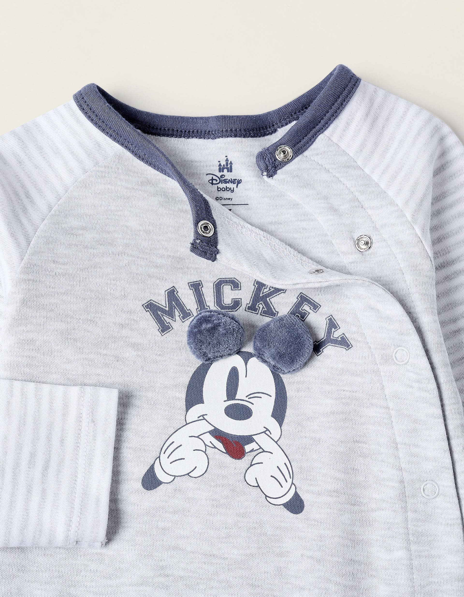 Babygrow de Algodão para Bebé Menino 'Mickey', Cinza