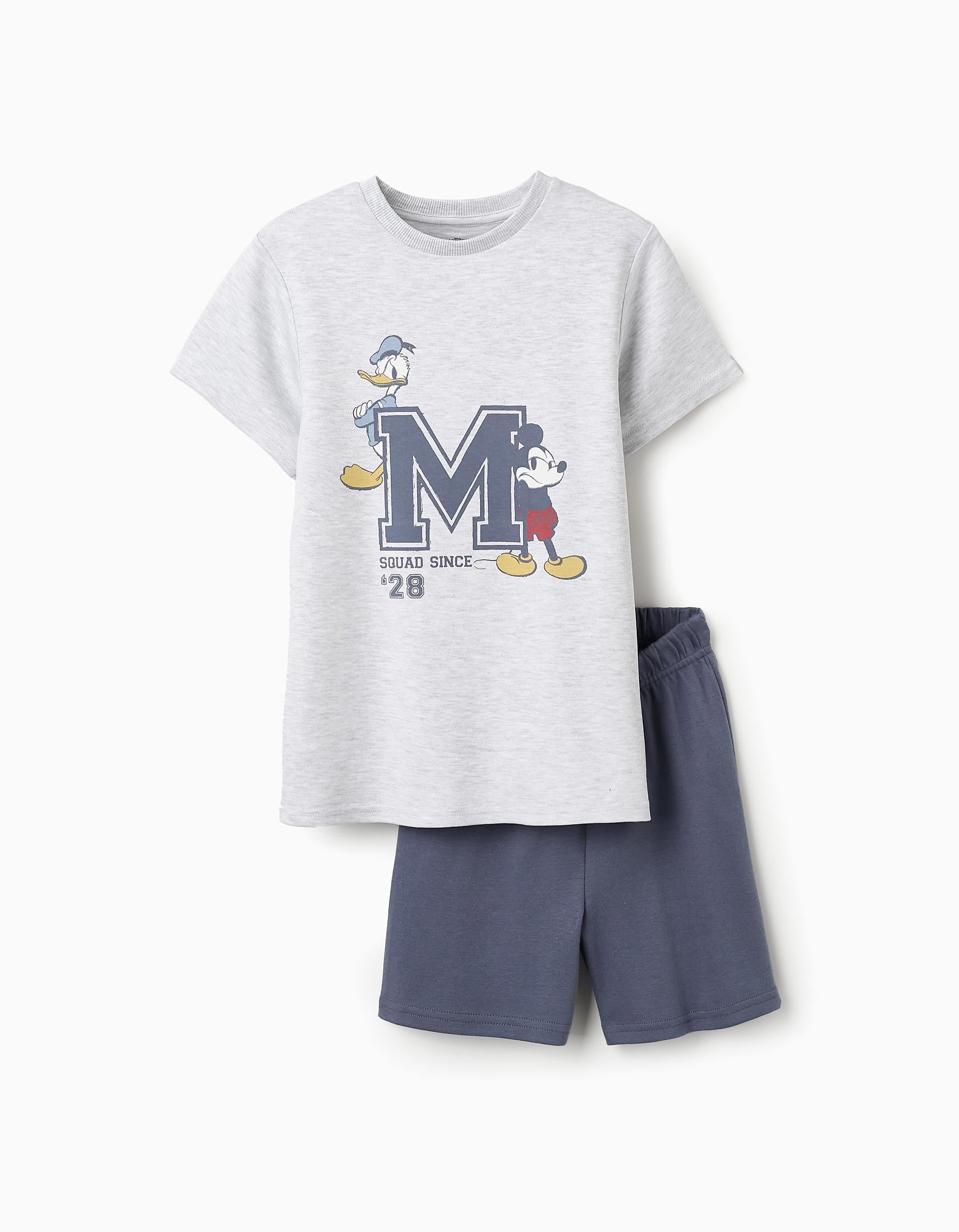 Cotton Pyjama for Boys 'Mickey & Donald', Grey/Dark Blue