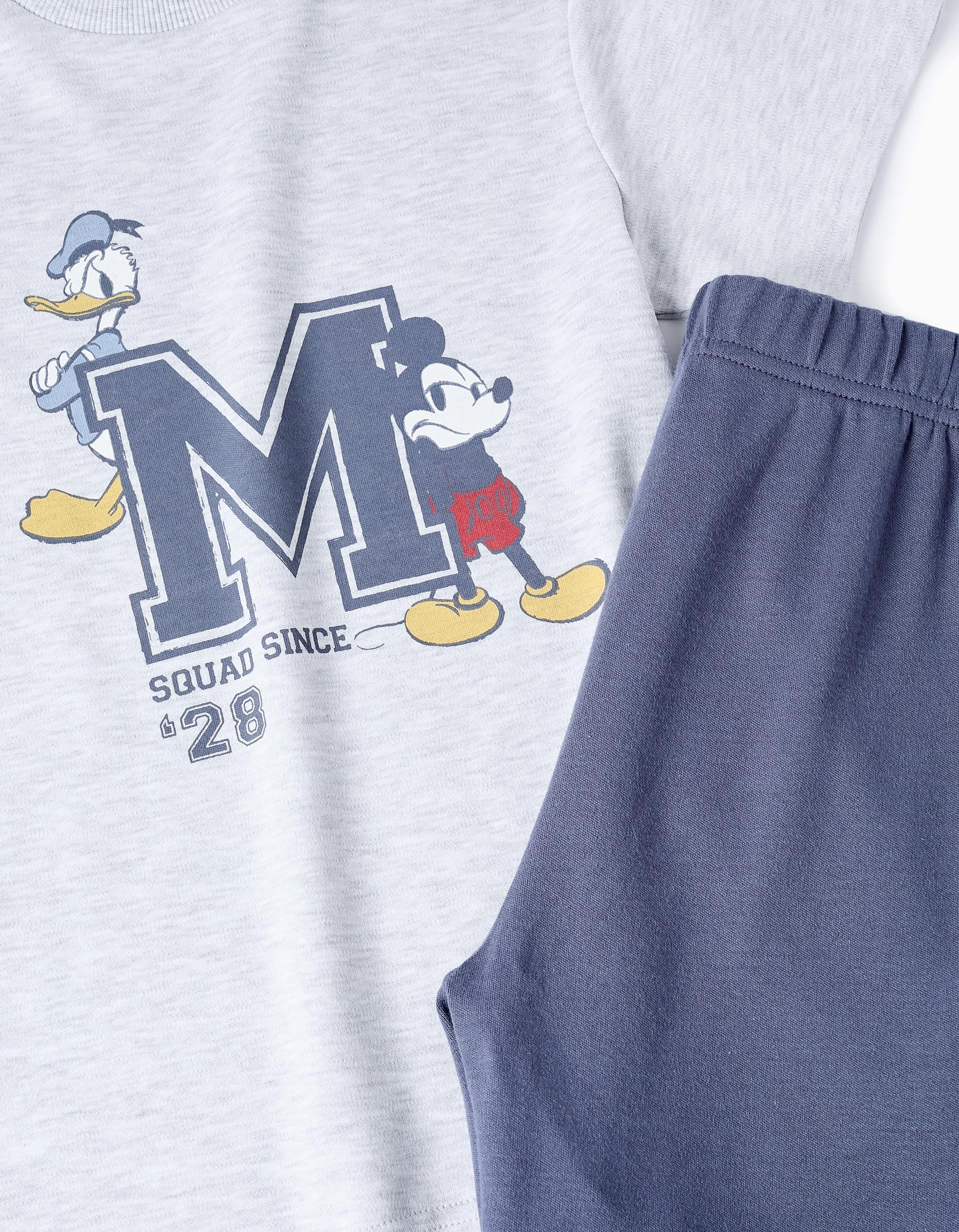 Cotton Pyjama for Boys 'Mickey & Donald', Grey/Dark Blue