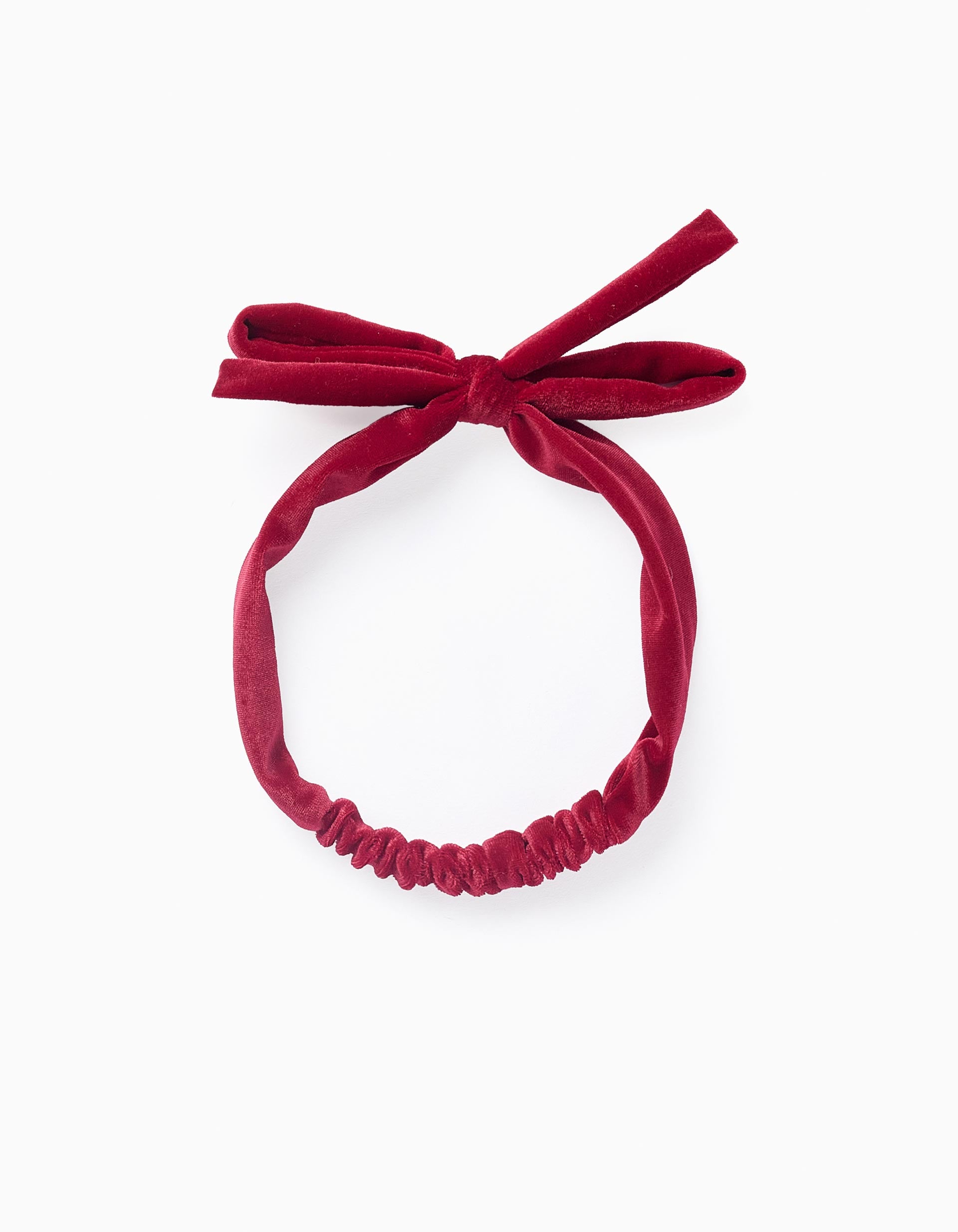 Velvet Hair Headband with Bow for Baby and Girls, Burgundy