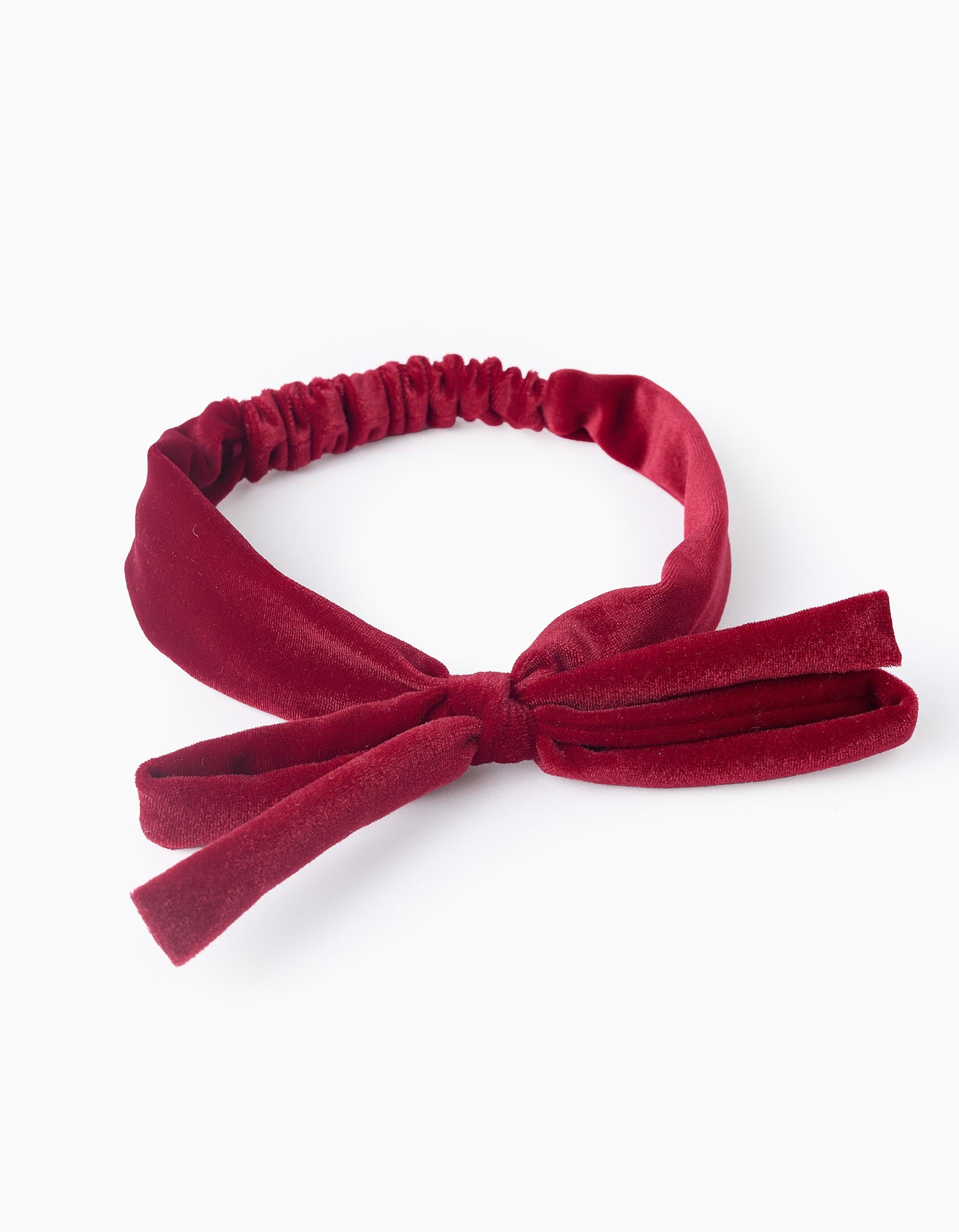 Velvet Hair Headband with Bow for Baby and Girls, Burgundy