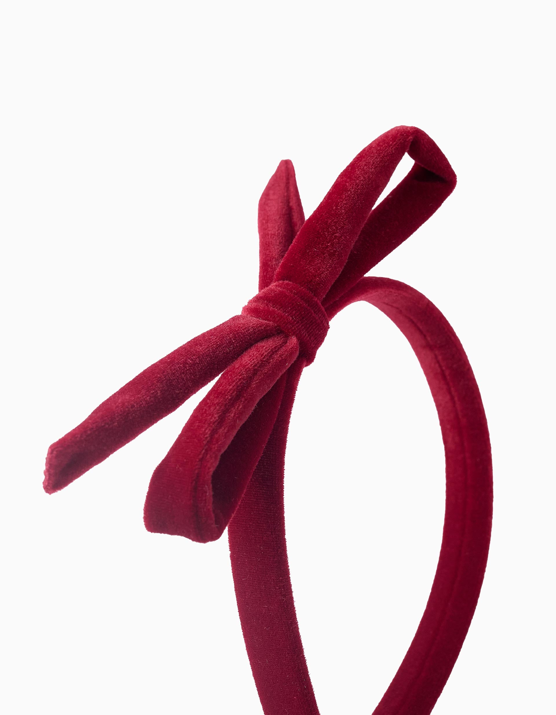 Velvet Headband with Bow for Baby and Girls, Burgundy