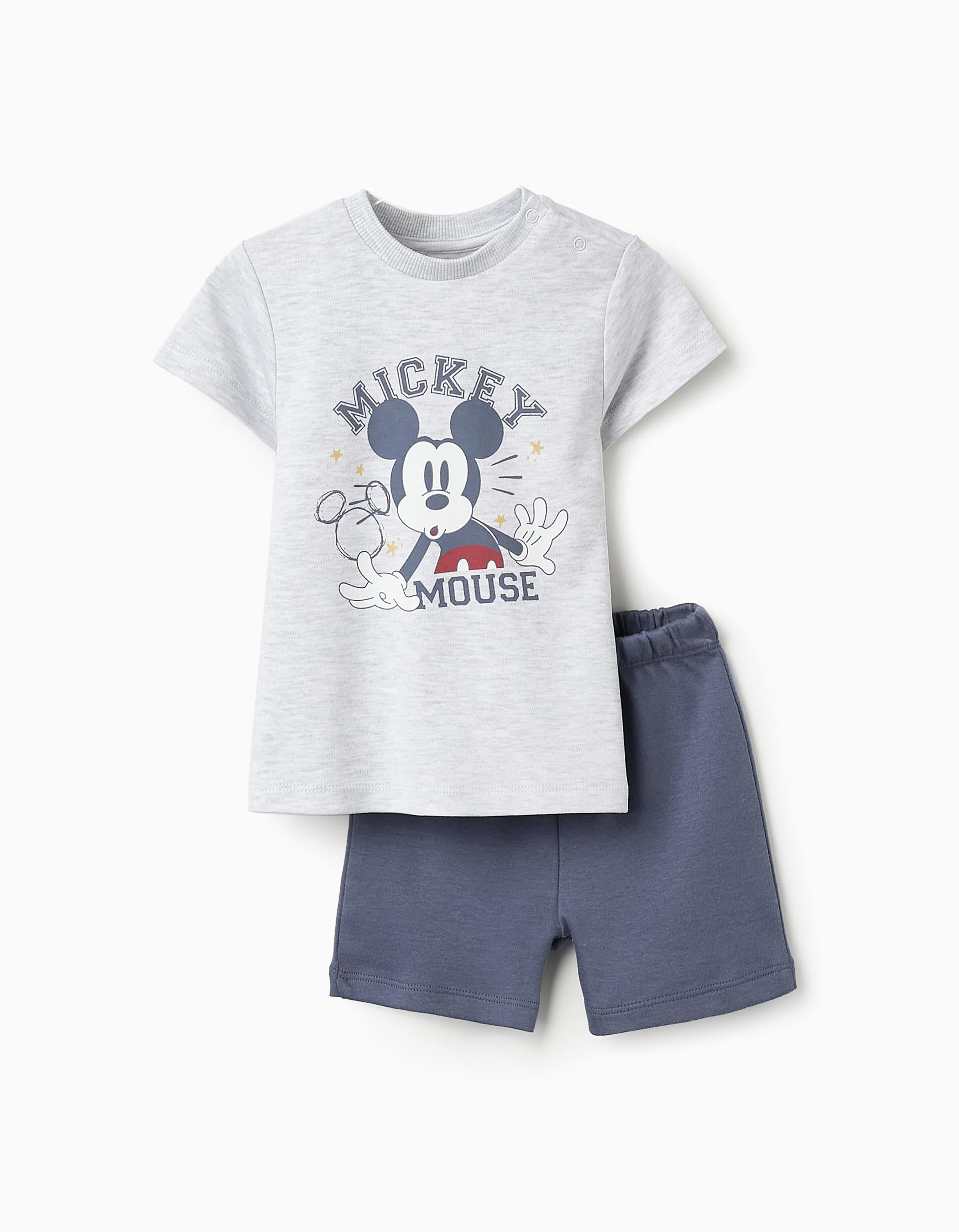 Pyjama en Coton pour Bébé Garçon 'Mickey', Gris/Bleu foncé