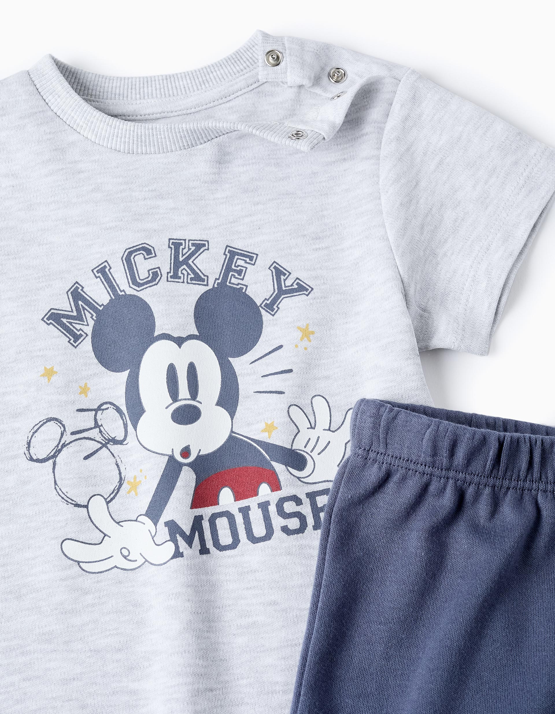 Pyjama en Coton pour Bébé Garçon 'Mickey', Gris/Bleu foncé