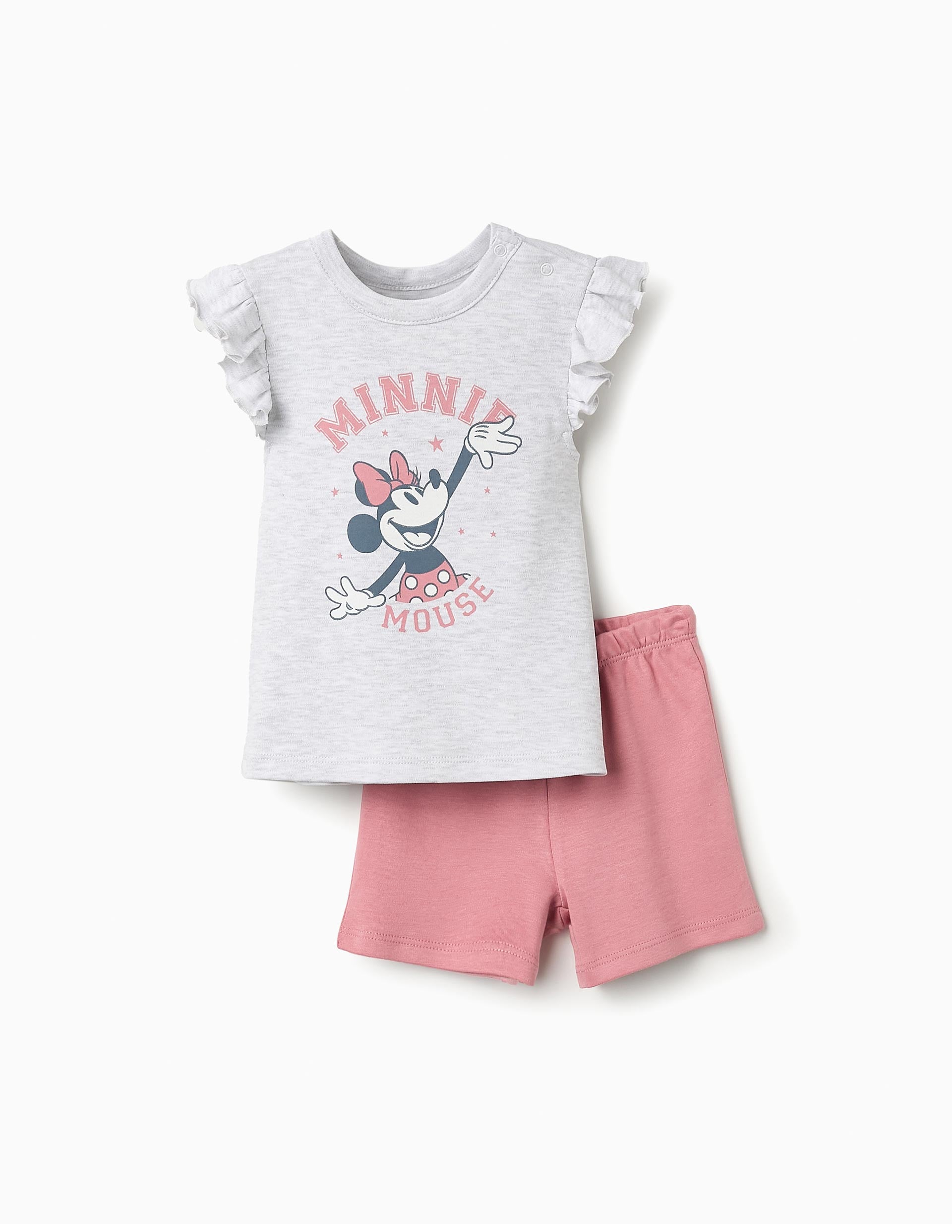 Pijama de Algodão para Bebé Menina 'Minnie', Rosa/Cinza