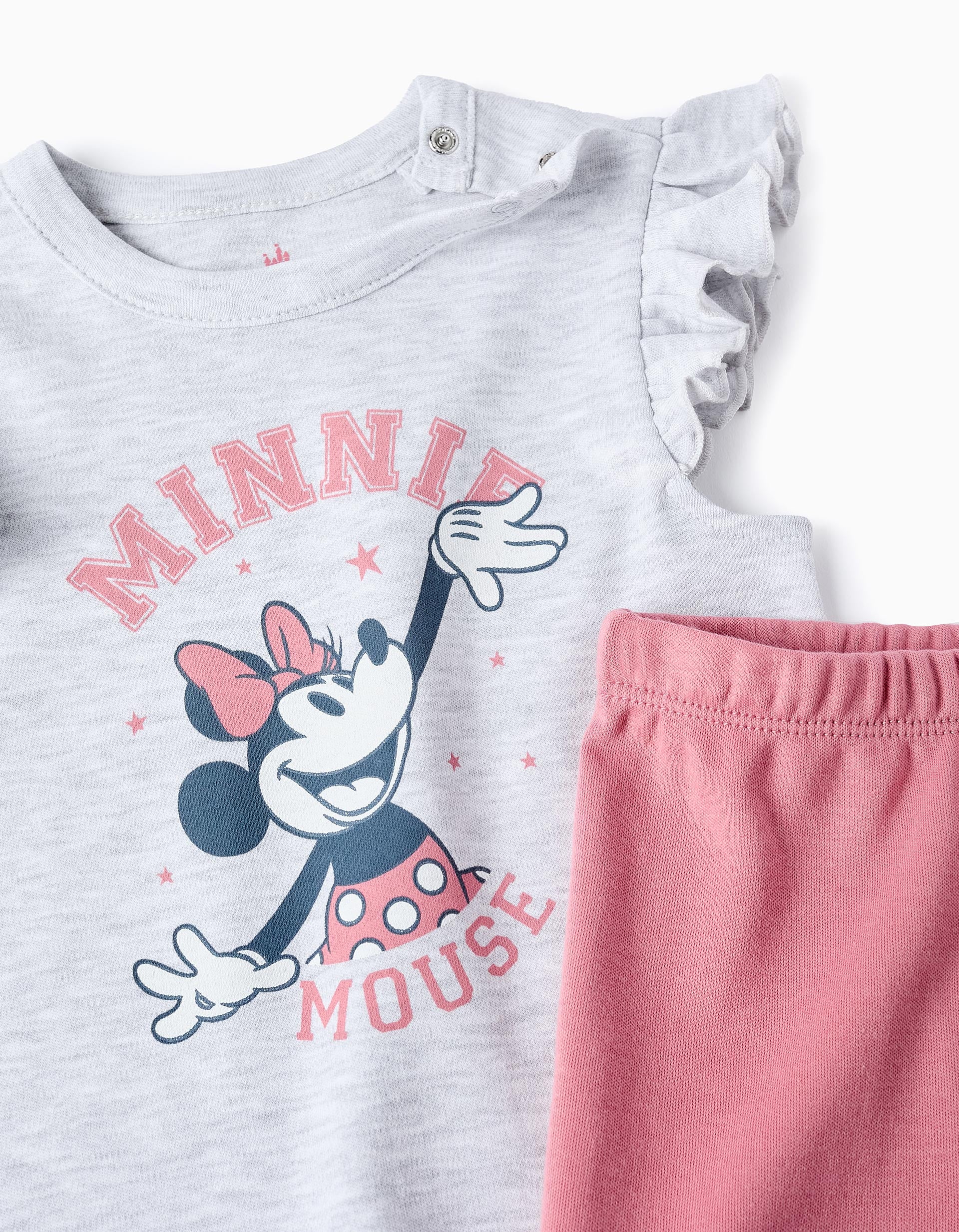 Pijama de Algodão para Bebé Menina 'Minnie', Rosa/Cinza