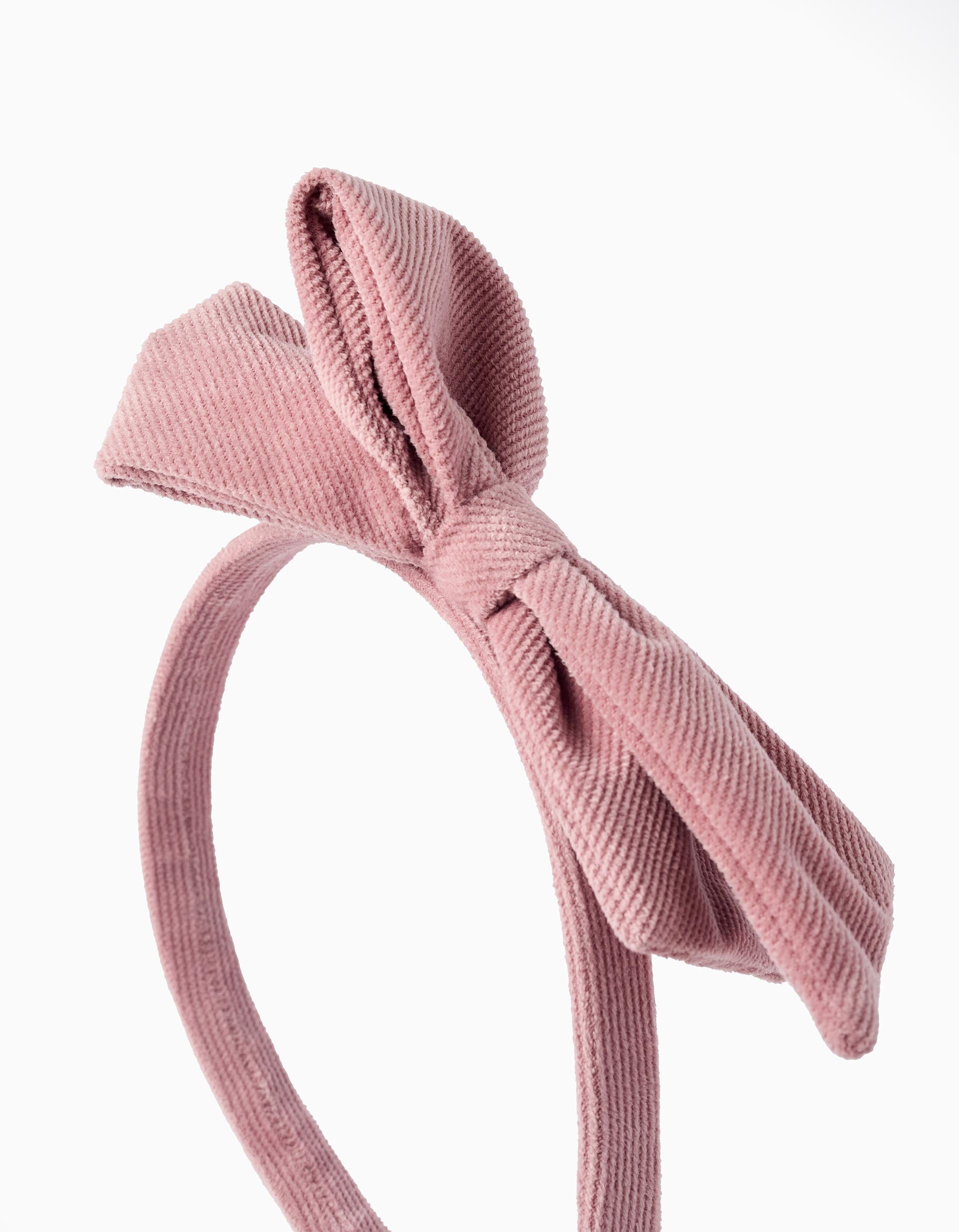 Velvety Headband with Bow for Baby and Girls, Pink