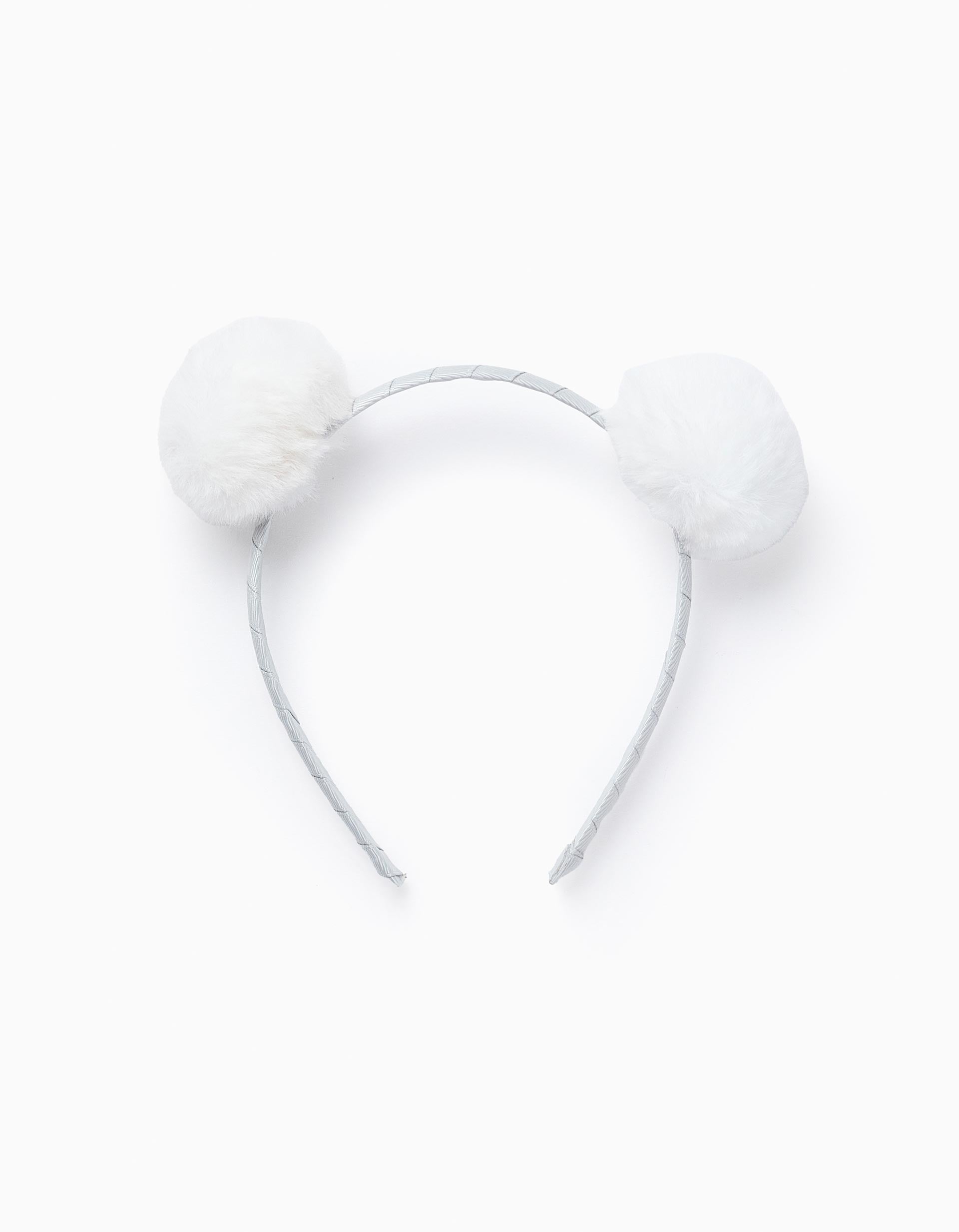 Serre-tête avec Pompons pour Bébé et Fille, Gris/Blanc