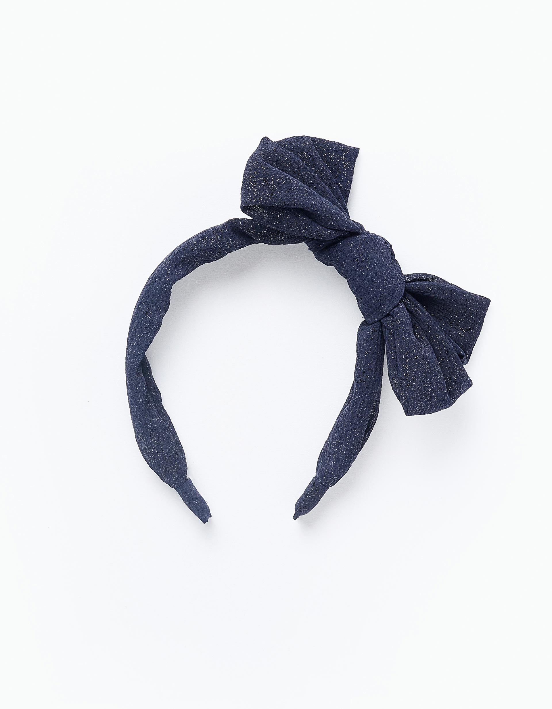 Headband with Bow for Baby and Girls, Dark Blue/Gold