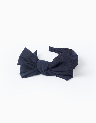 Bandolete com Laço para Bebé e Menina, Azul Escuro/Dourado