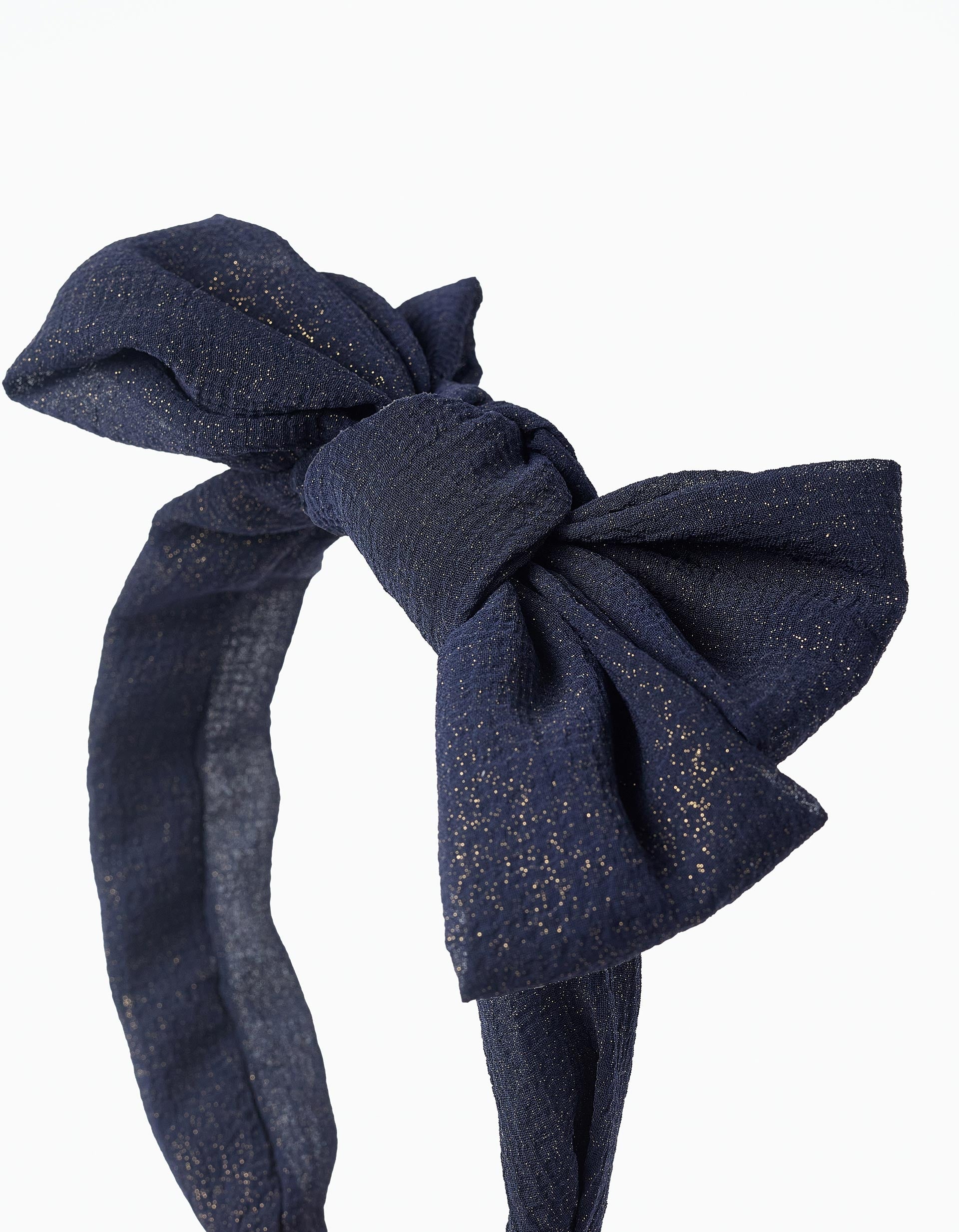 Headband with Bow for Baby and Girls, Dark Blue/Gold