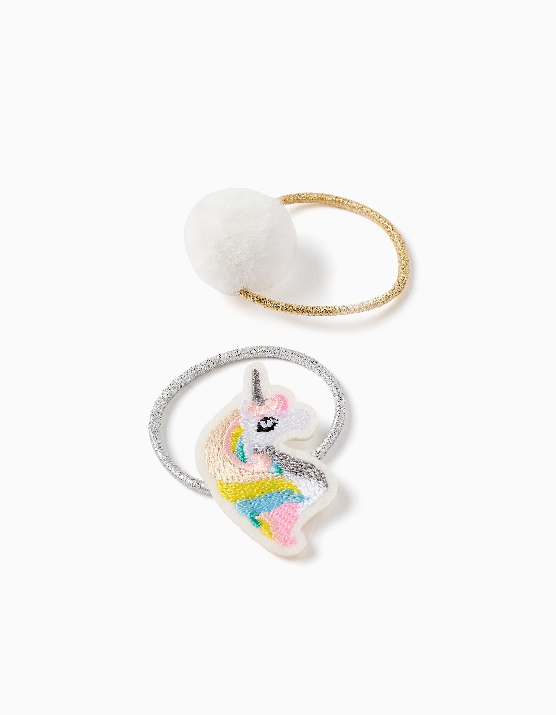 Pack 2 Élastiques pour Bébé et Fille 'Pompon & Licorne', Multicolore