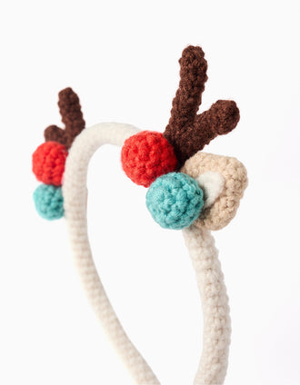 Bandolete de Tricot para Bebé e Menina 'Rena', Branco/Bege