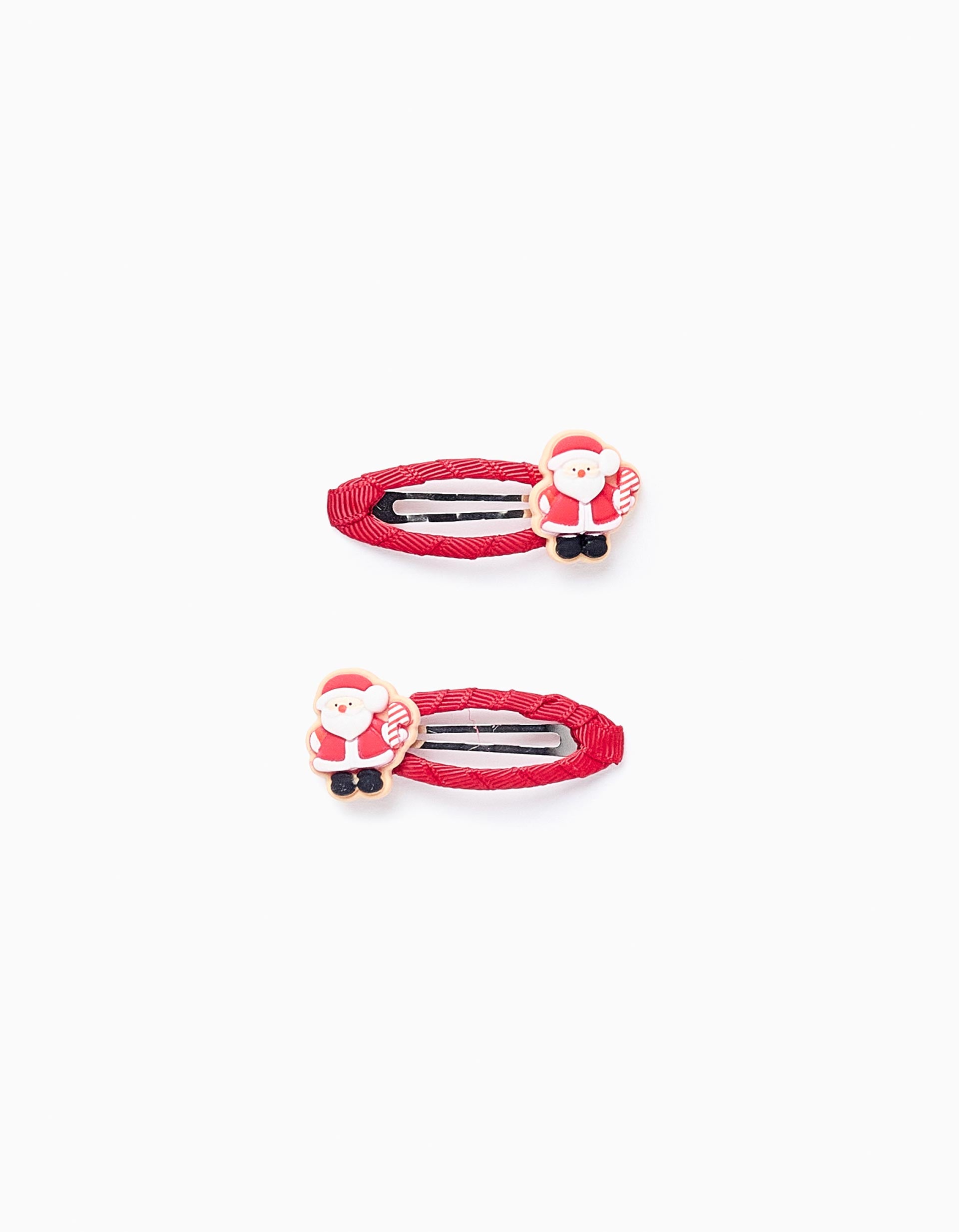 Pack of 2 Christmas Hair Clips for Babies and Girls 'Santa Claus', Red