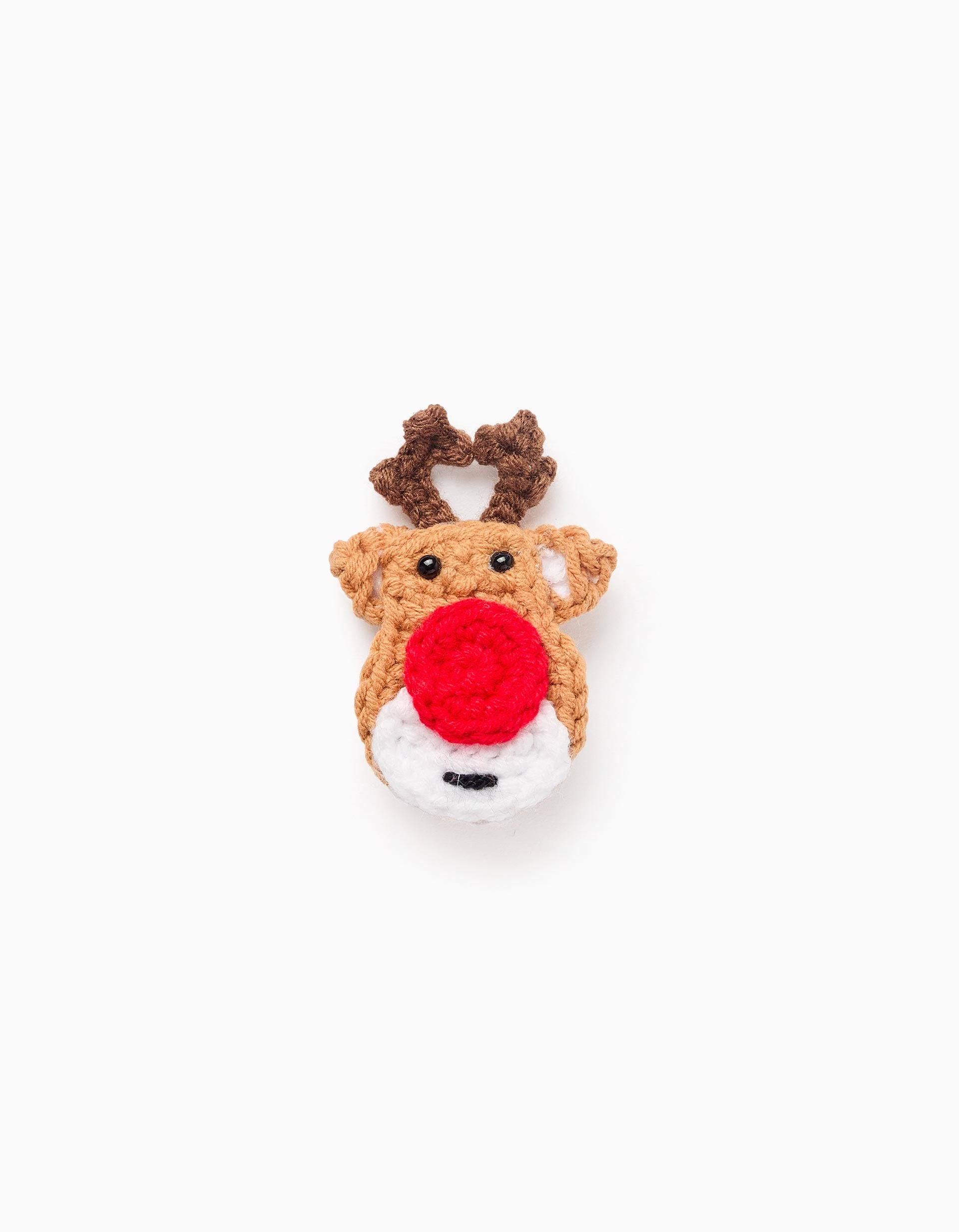 Knitted Hair Slide for Babies and Girls 'Reindeer', Camel/Red