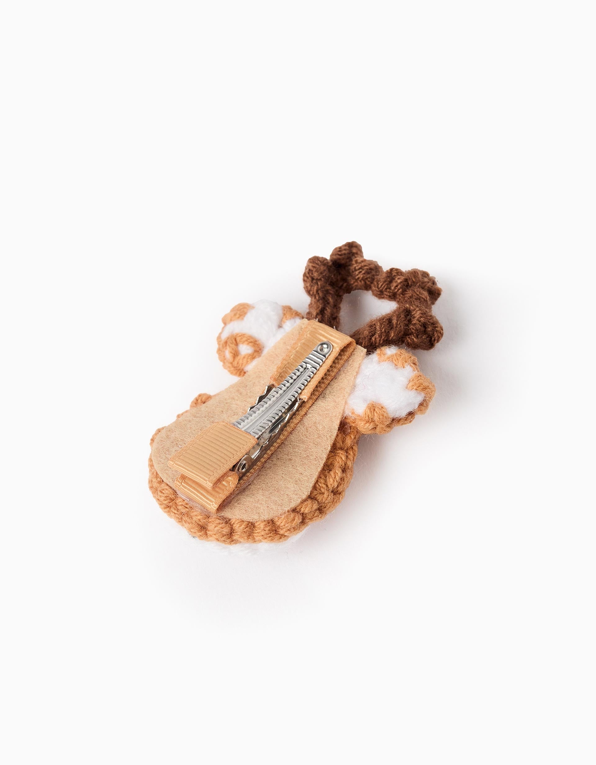 Barrette à Cheveux en Maille pour Bébé et Fille 'Rena', Camel/Rouge