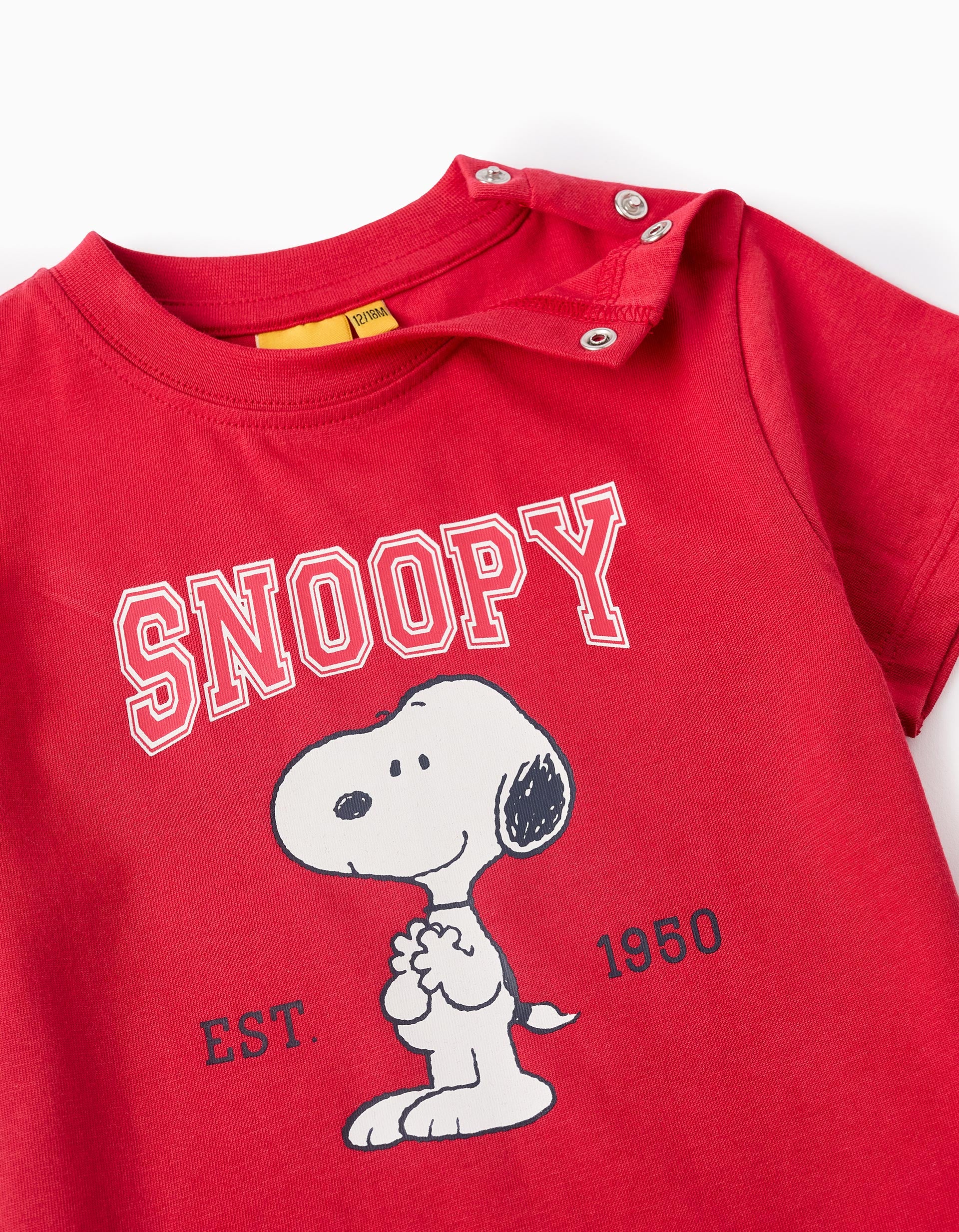 Camiseta de Algodón para Bebé Niño 'Snoopy', Rojo