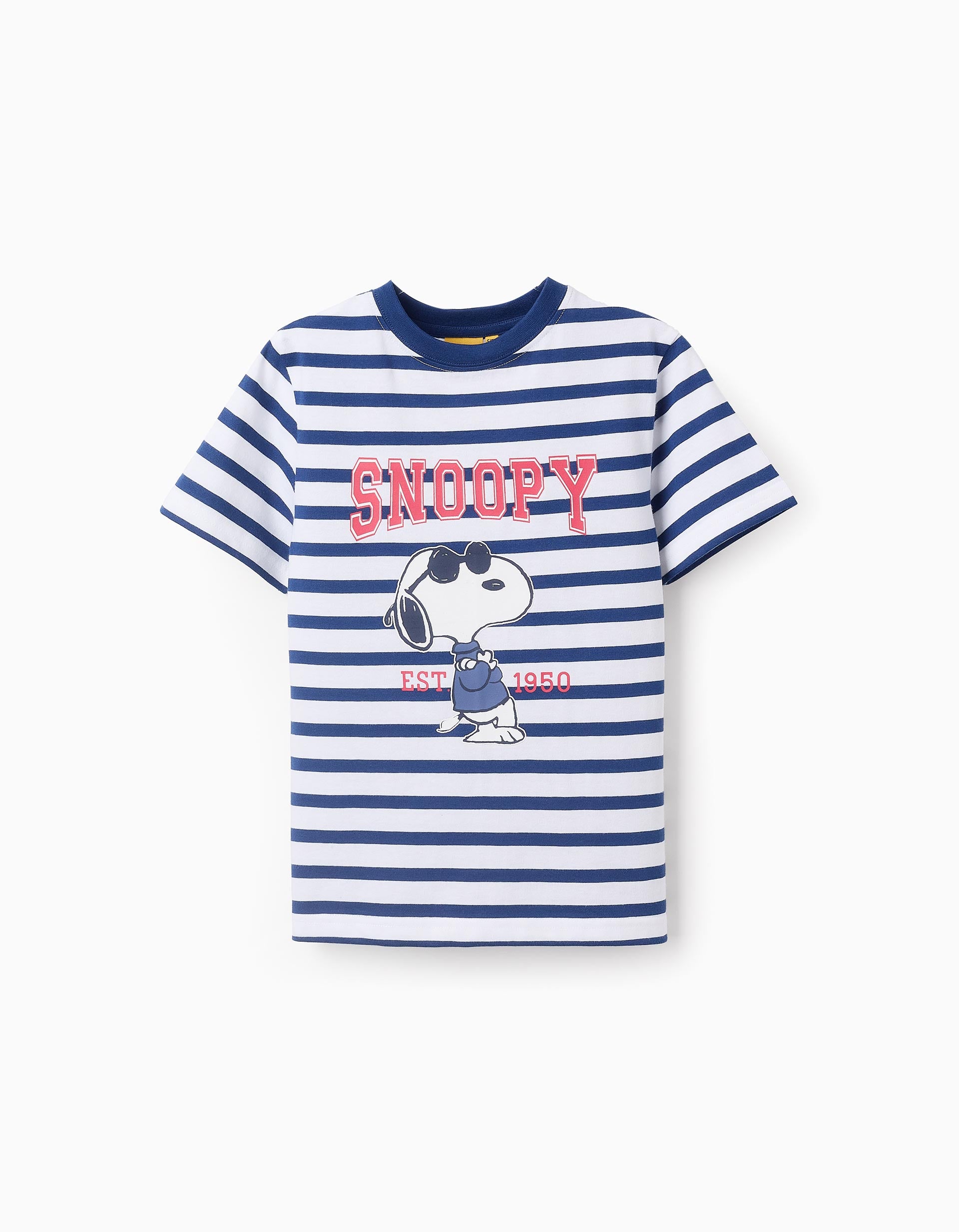 T-shirt Rayé pour Garçon 'Snoopy', Blanc/Bleu