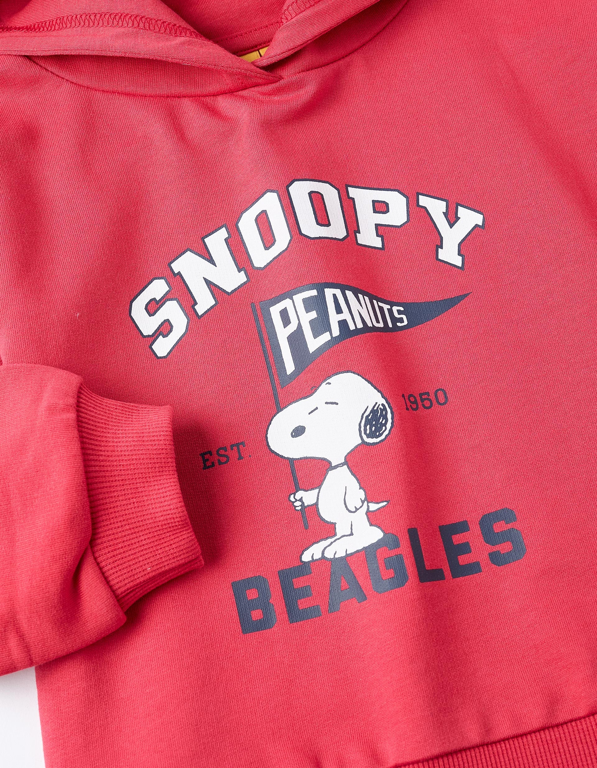 Sweat de Algodão com Capuz para Bebé Menino 'Snoopy', Vermelho