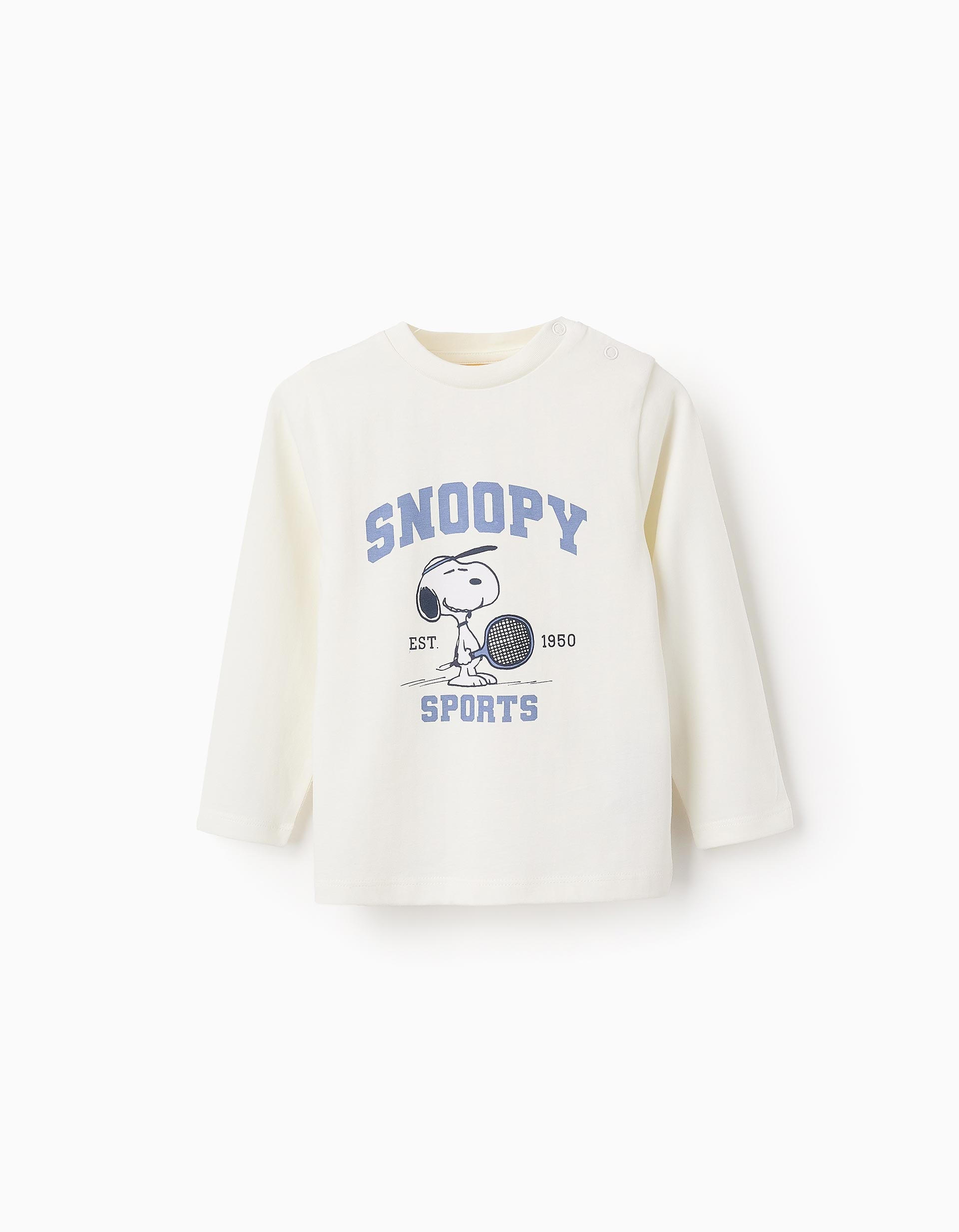 T-shirt à Manches Longues pour Bébé Garçon 'Snoopy', Blanc