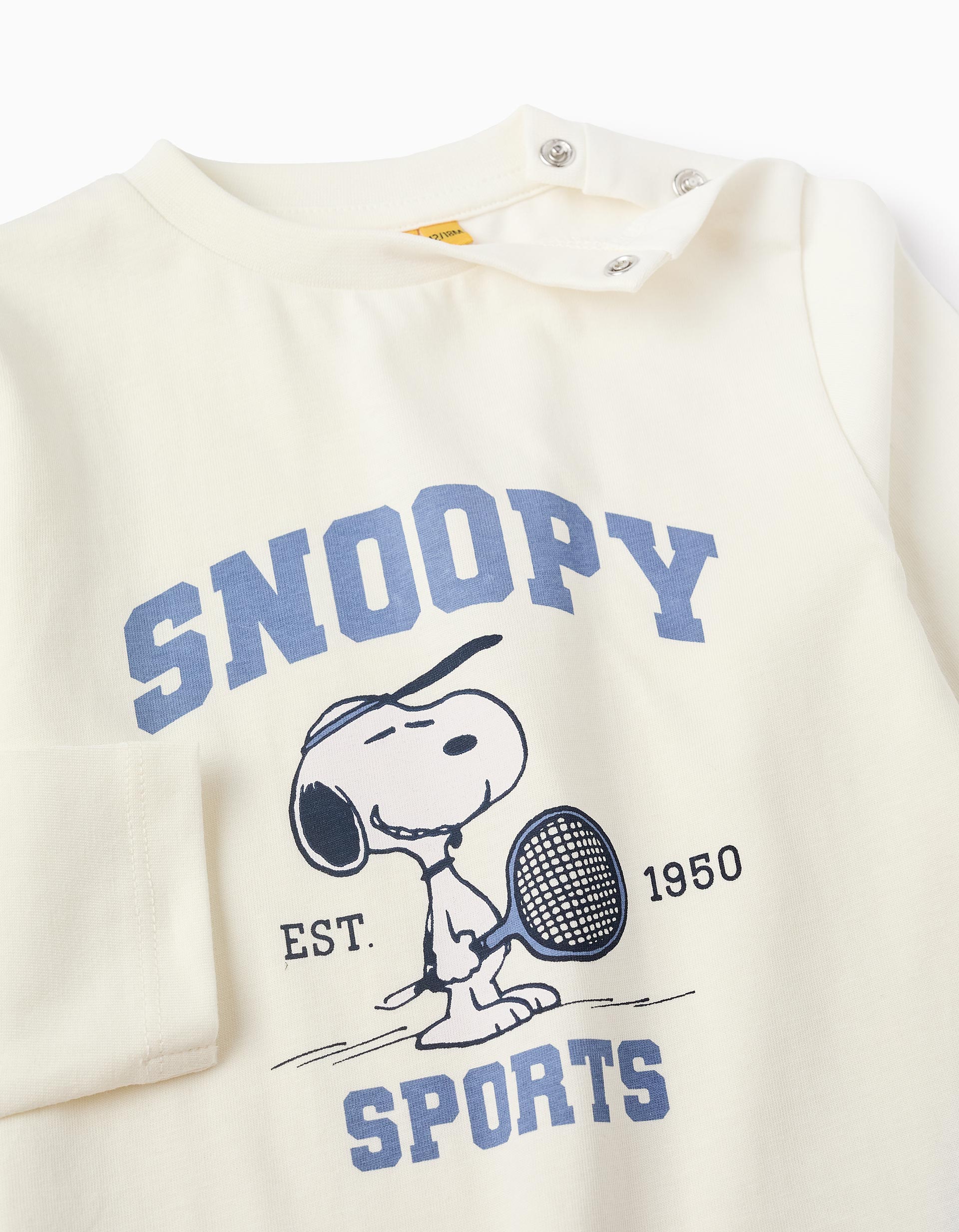 T-shirt à Manches Longues pour Bébé Garçon 'Snoopy', Blanc