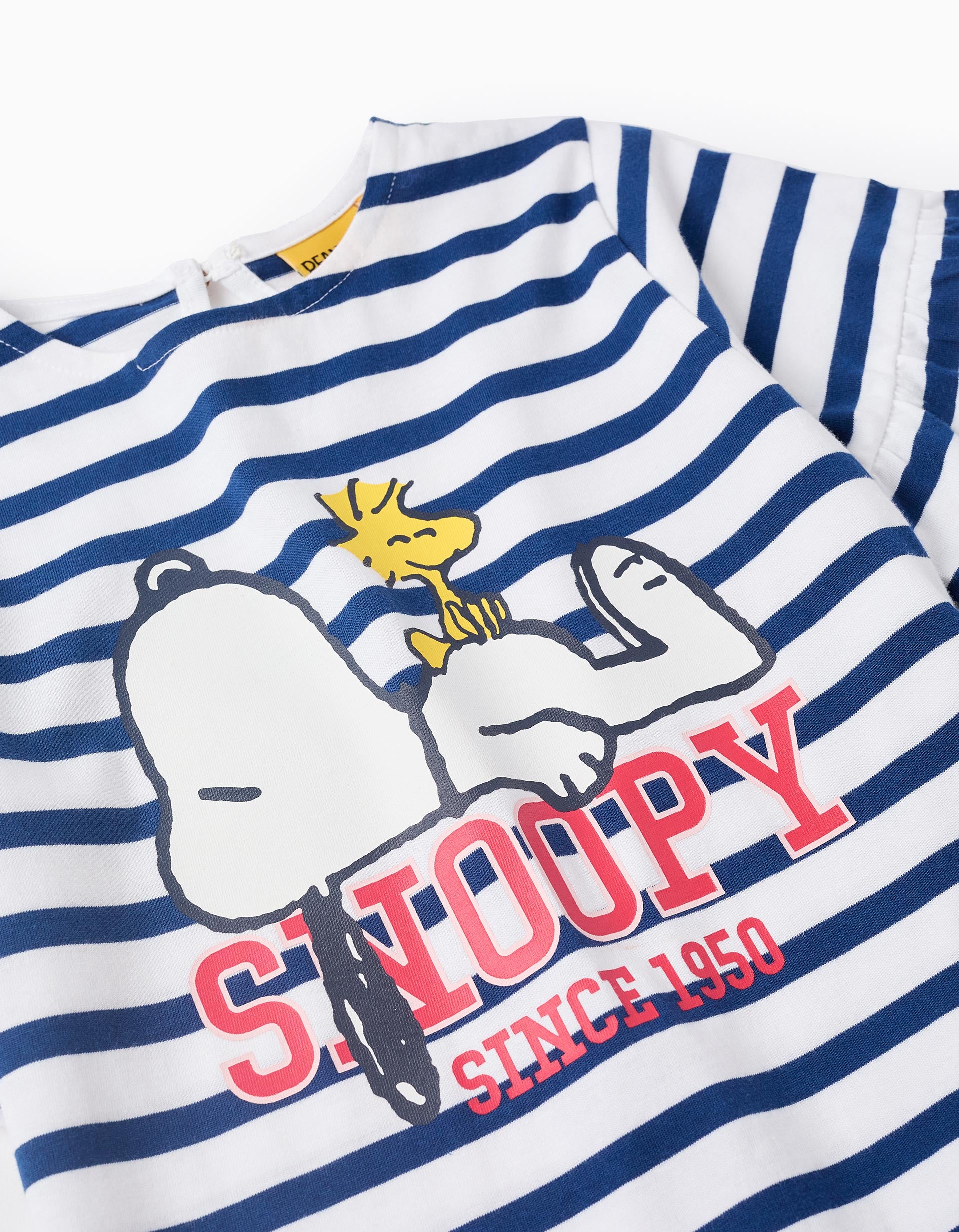 Striped T-shirt for Girls 'Snoopy', White/Blue