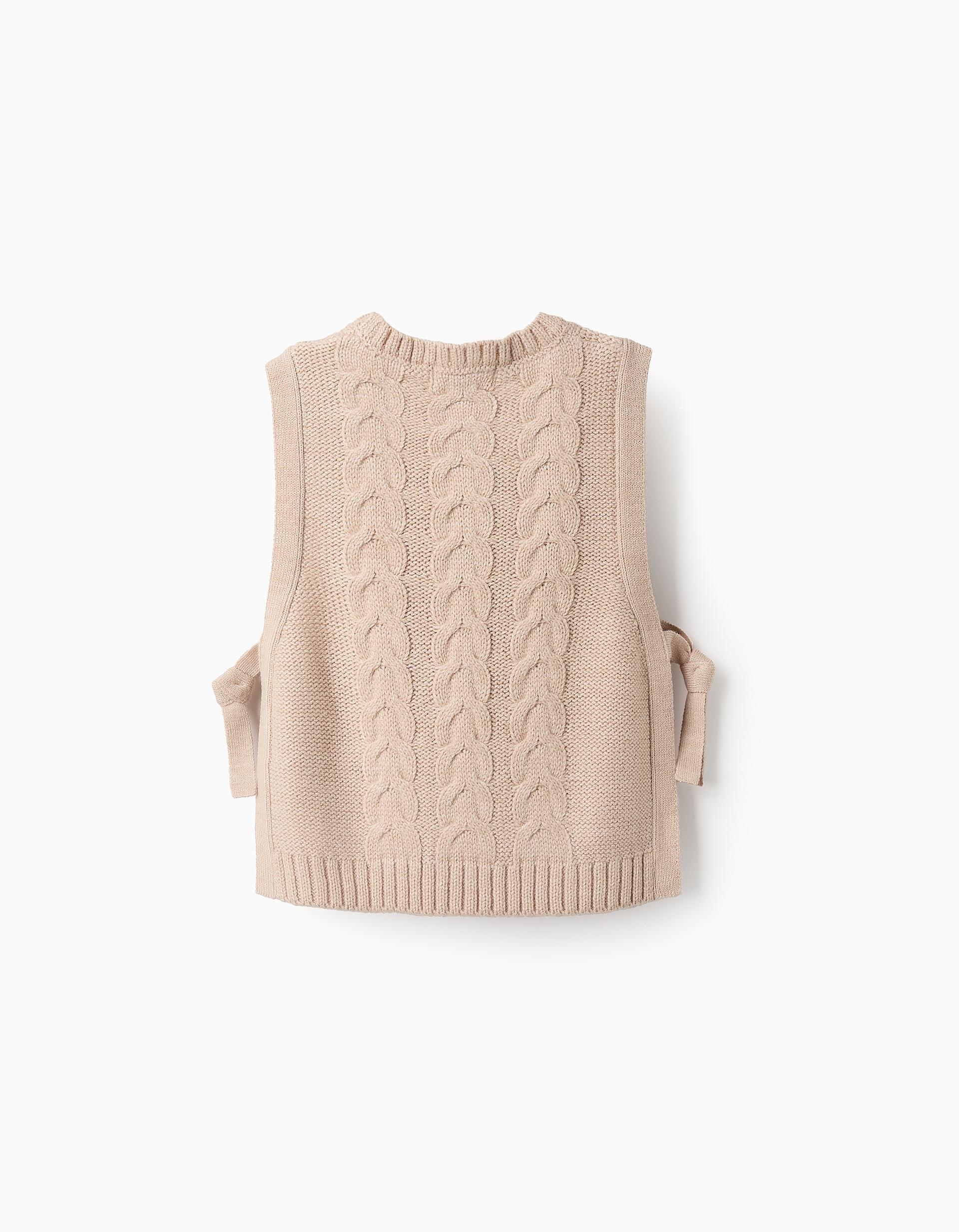 Gilet en Maille Torsadée pour Fille, Beige