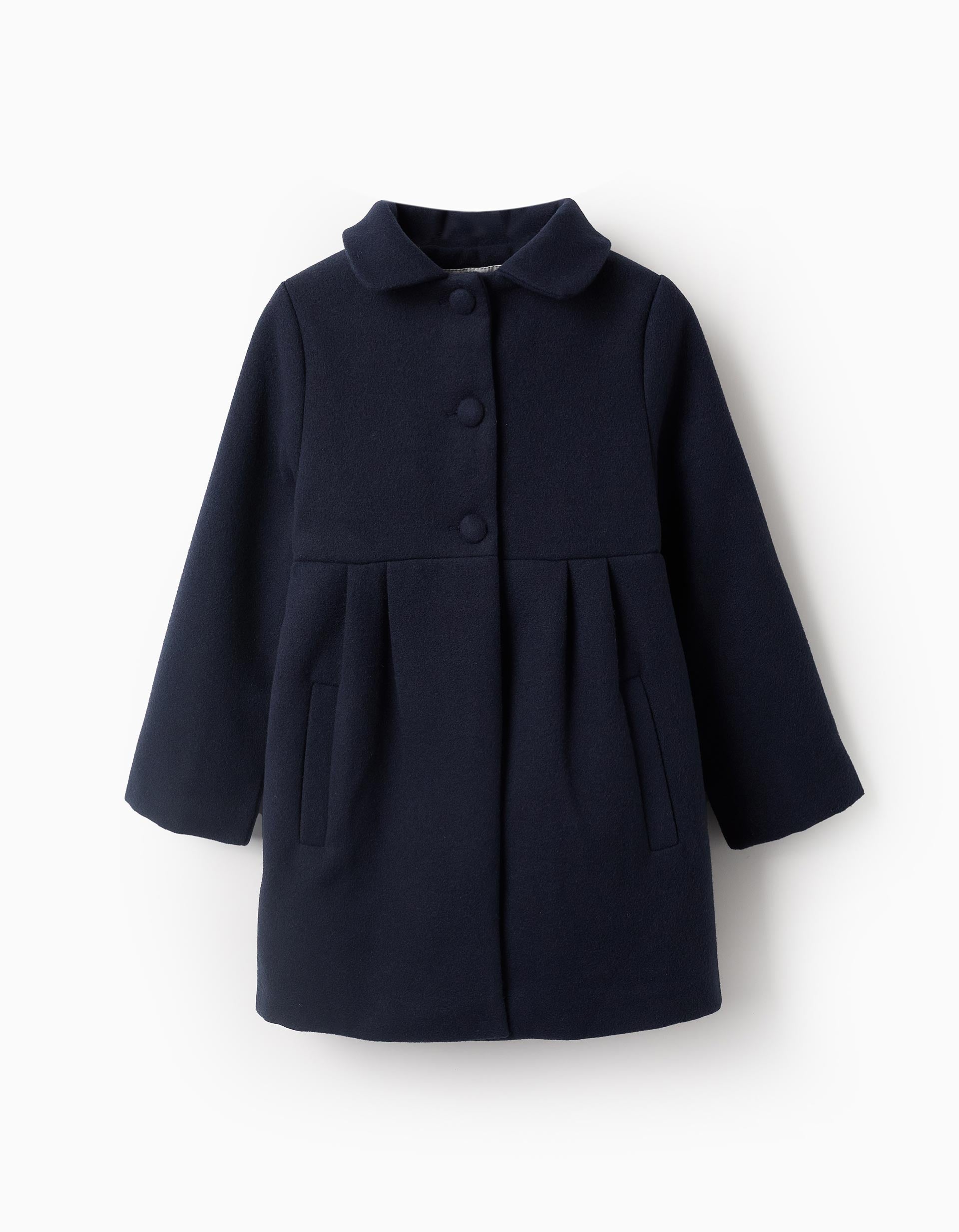 Woven Coat for Girls, Dark Blue