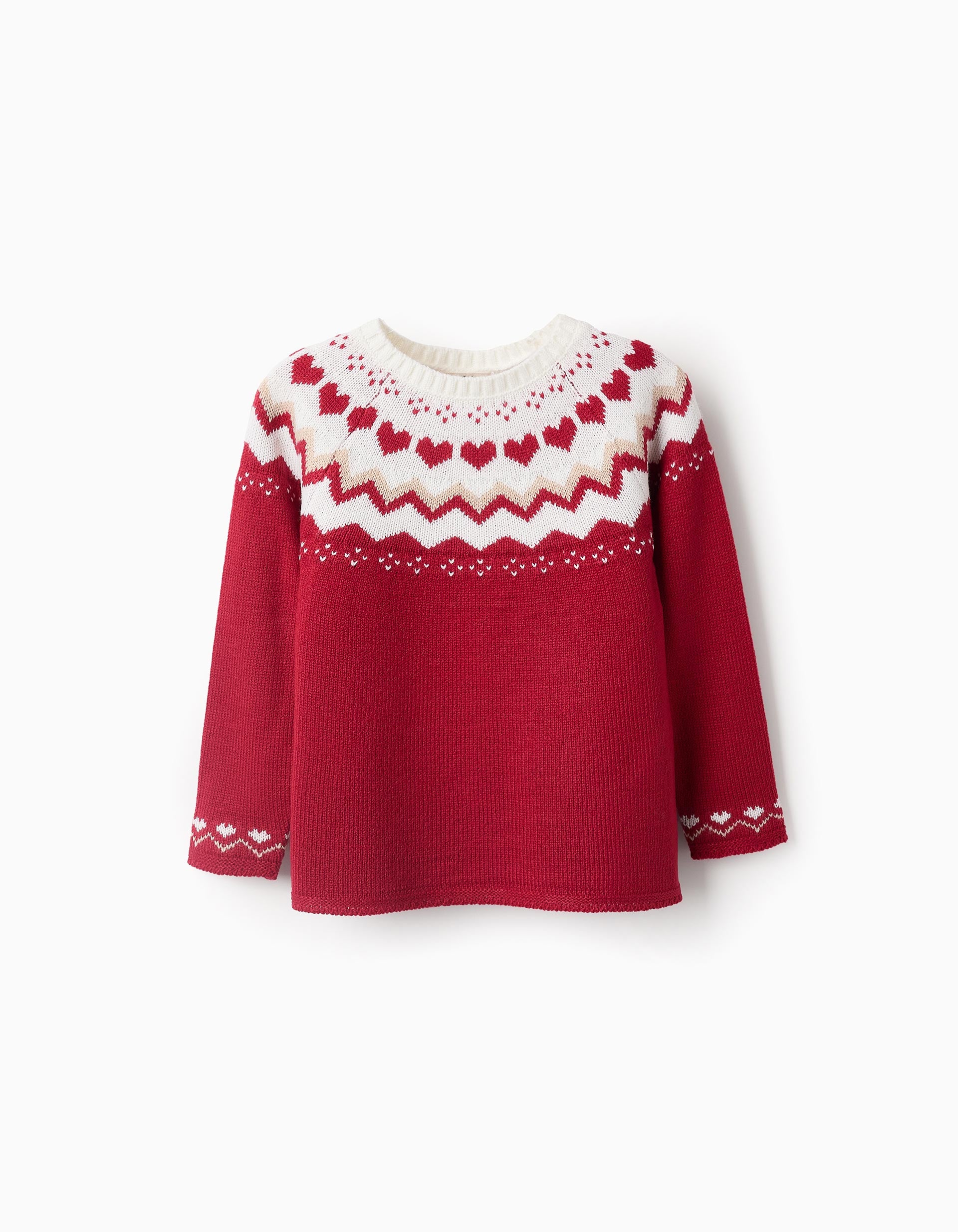 Knitted Jumper with Jacquard for Girls, Red