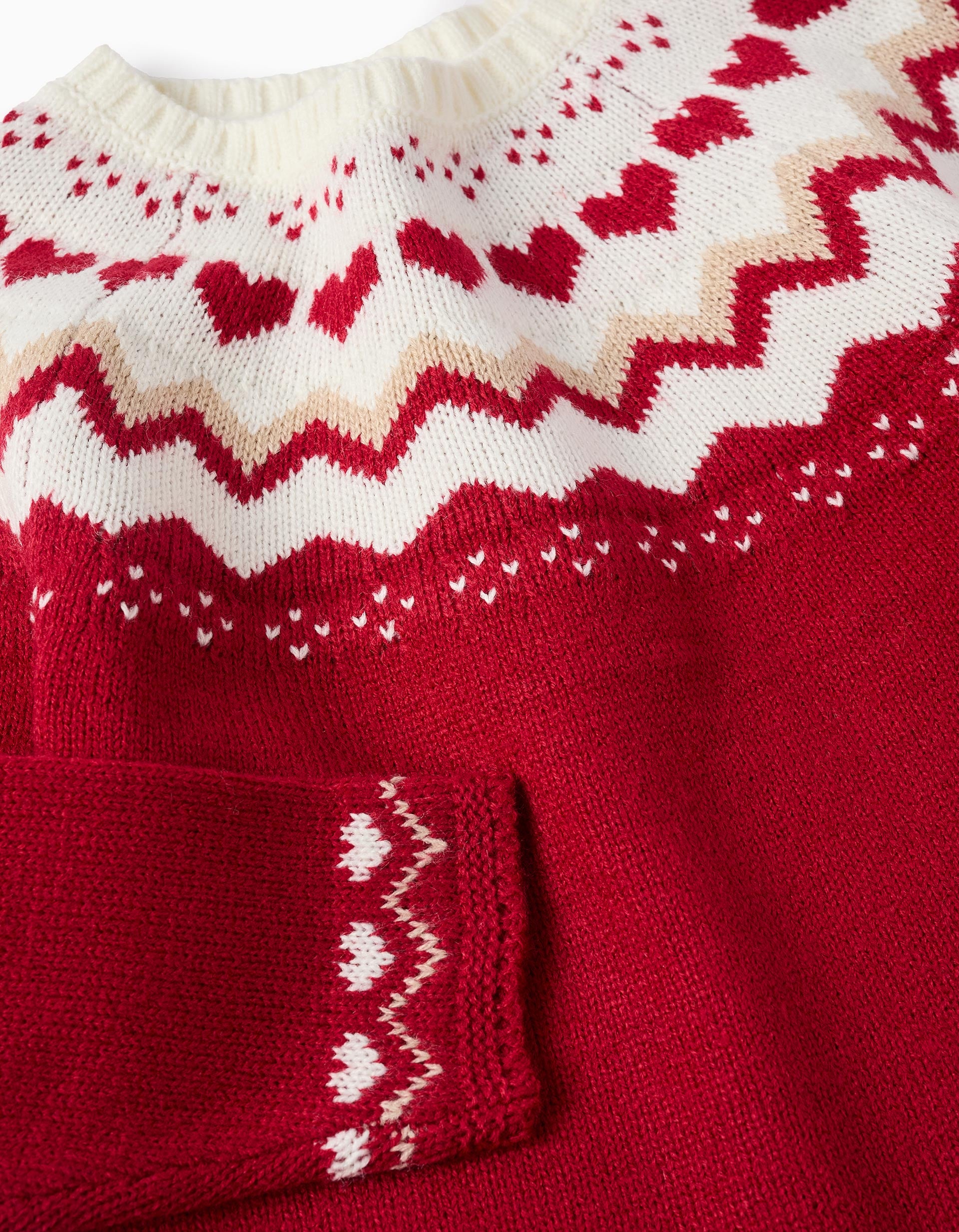 Pull en Maille avec Jacquard pour Fille, Rouge