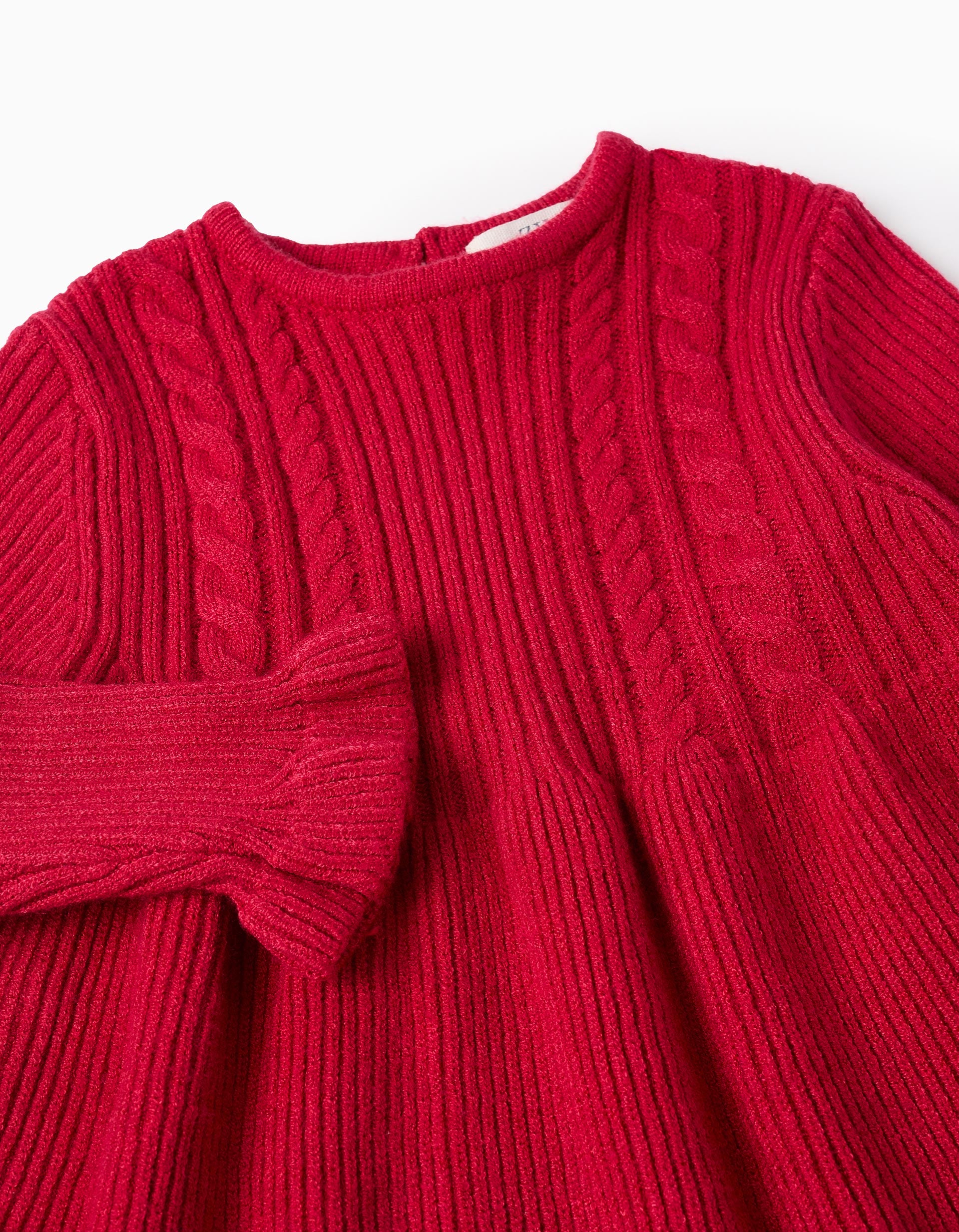 Robe en Maille Côtelée pour Bébé Fille, Rouge