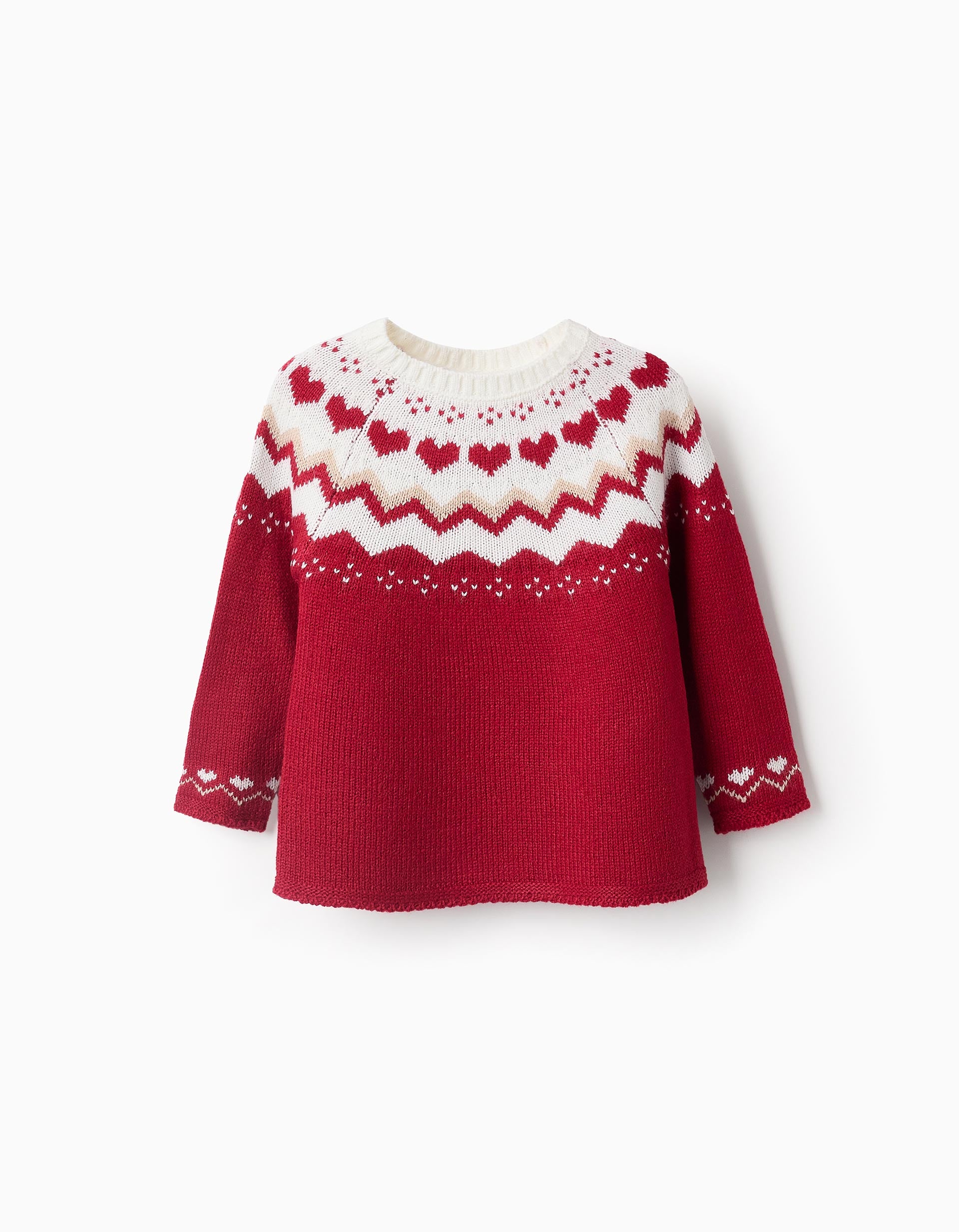 Jumper with Jacquard for Baby Girls, Red