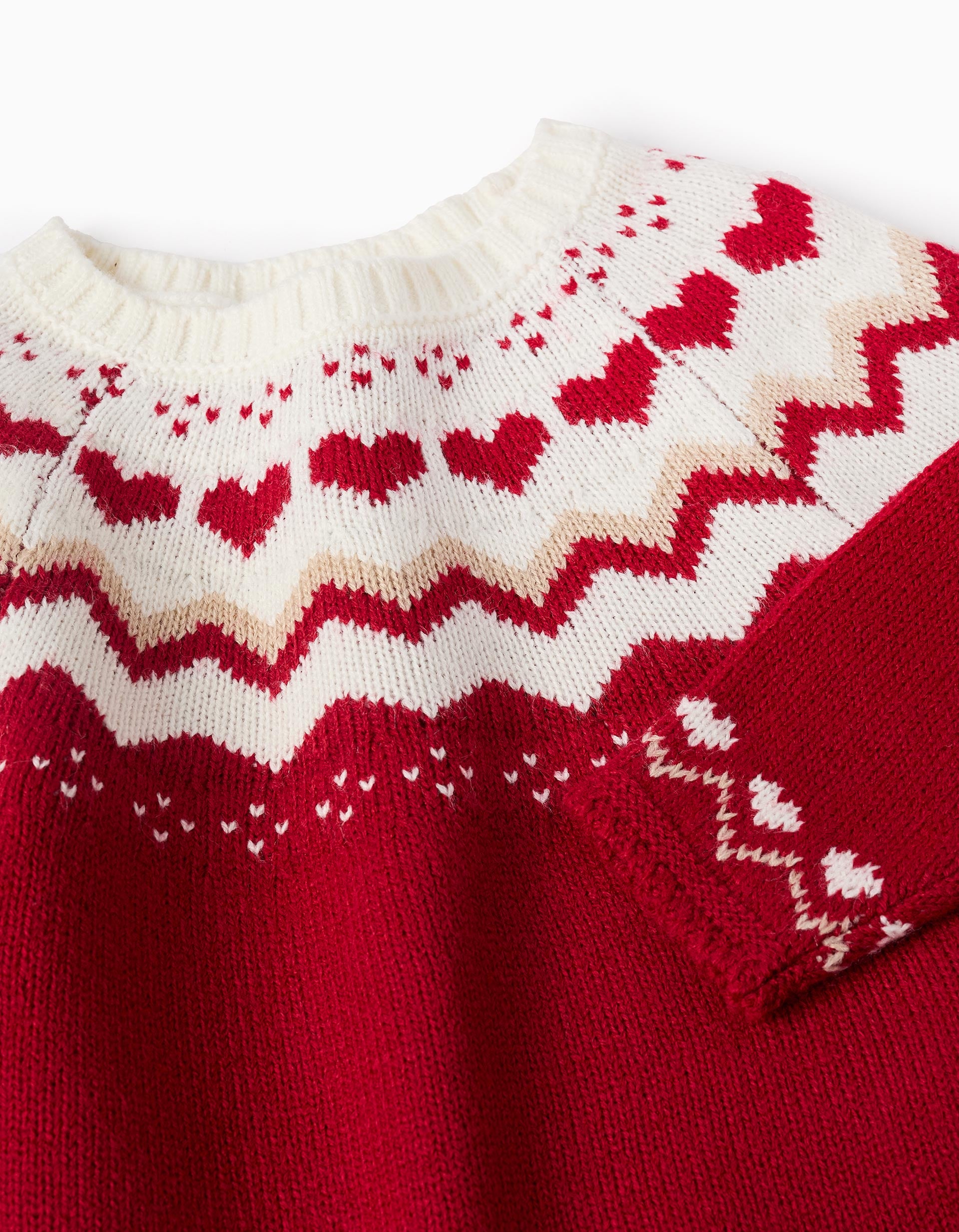 Pull en Maille avec Jacquard pour Bébé Fille, Rouge